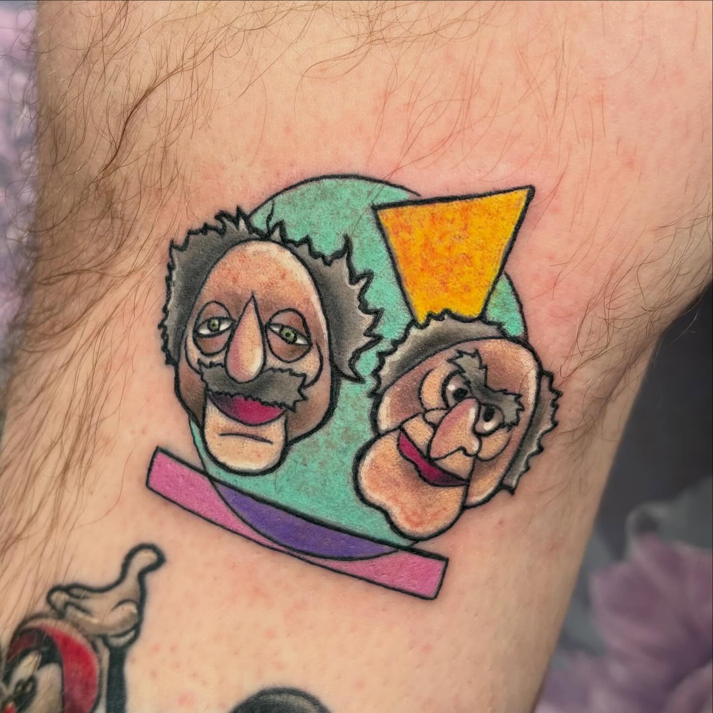 Clowns American traditional tattoo on the forearm by Bre Alex