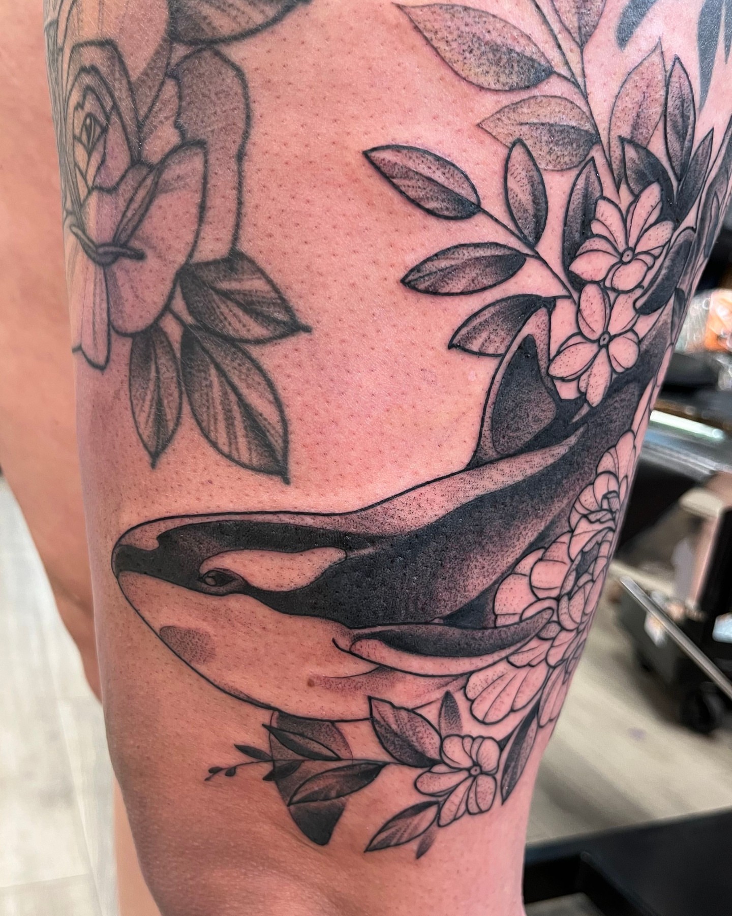 Tattoo by @leith_tattoo — dotwork, black_and_grey
