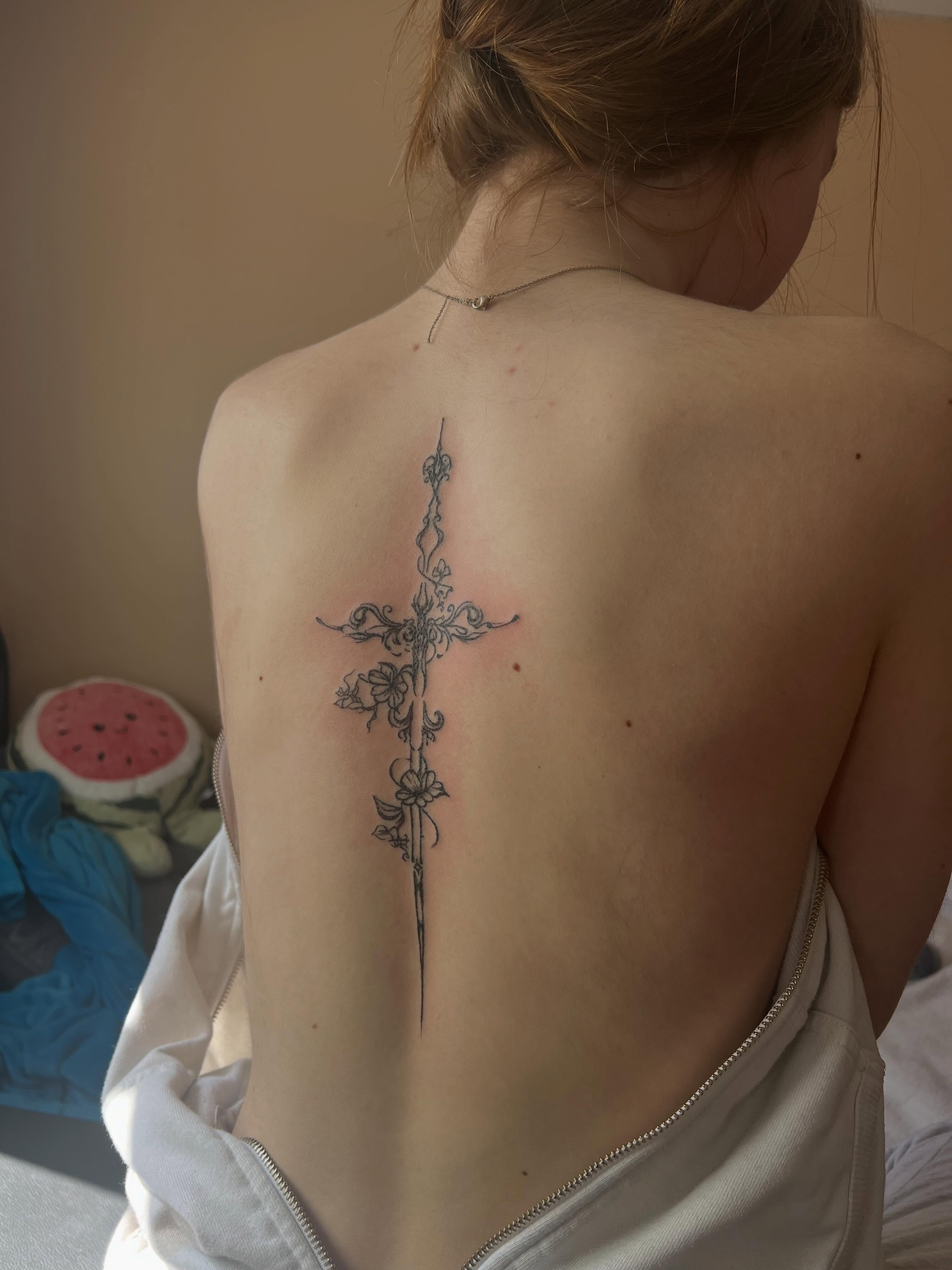 Tattoo by @tattedupbaddies_ — black_and_grey