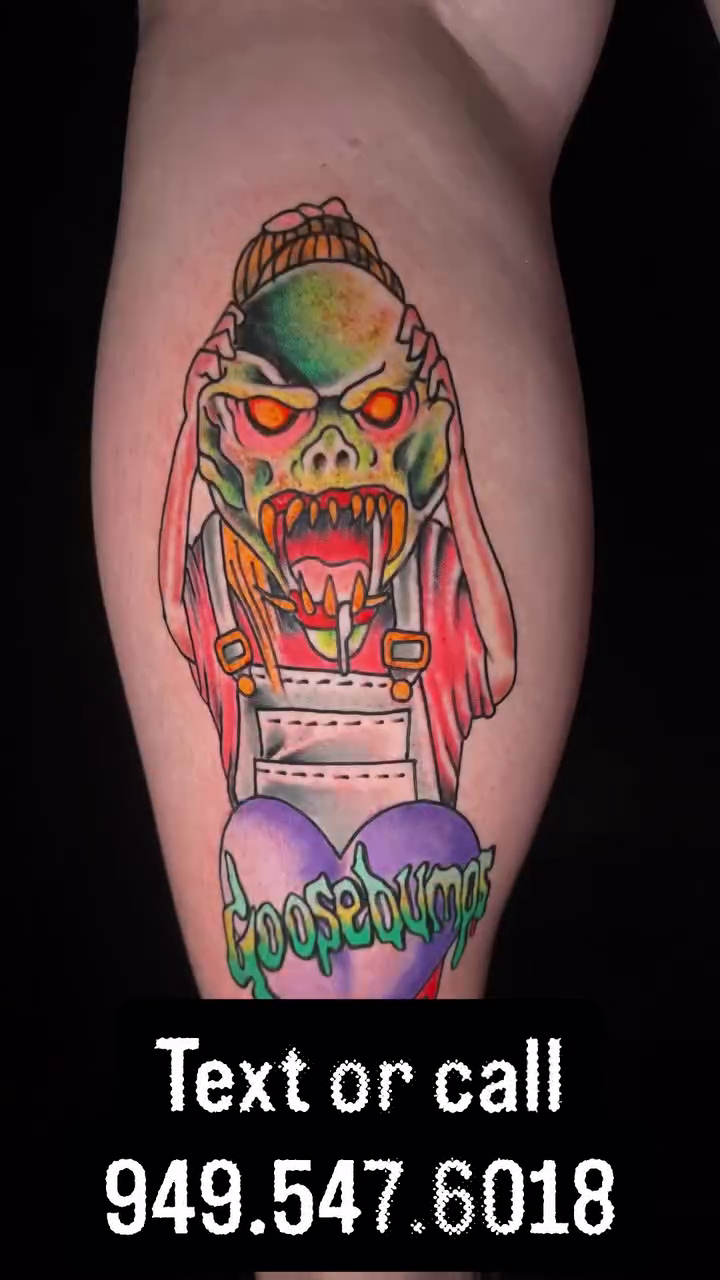 Monster girl with overalls tattoo on the forearm by Davidsteeletattoos, Dallas, Texas