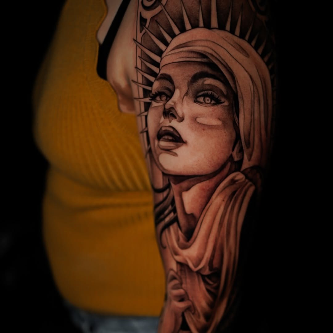 Tattoo by @jdmroxy_24 — realism, black_and_grey