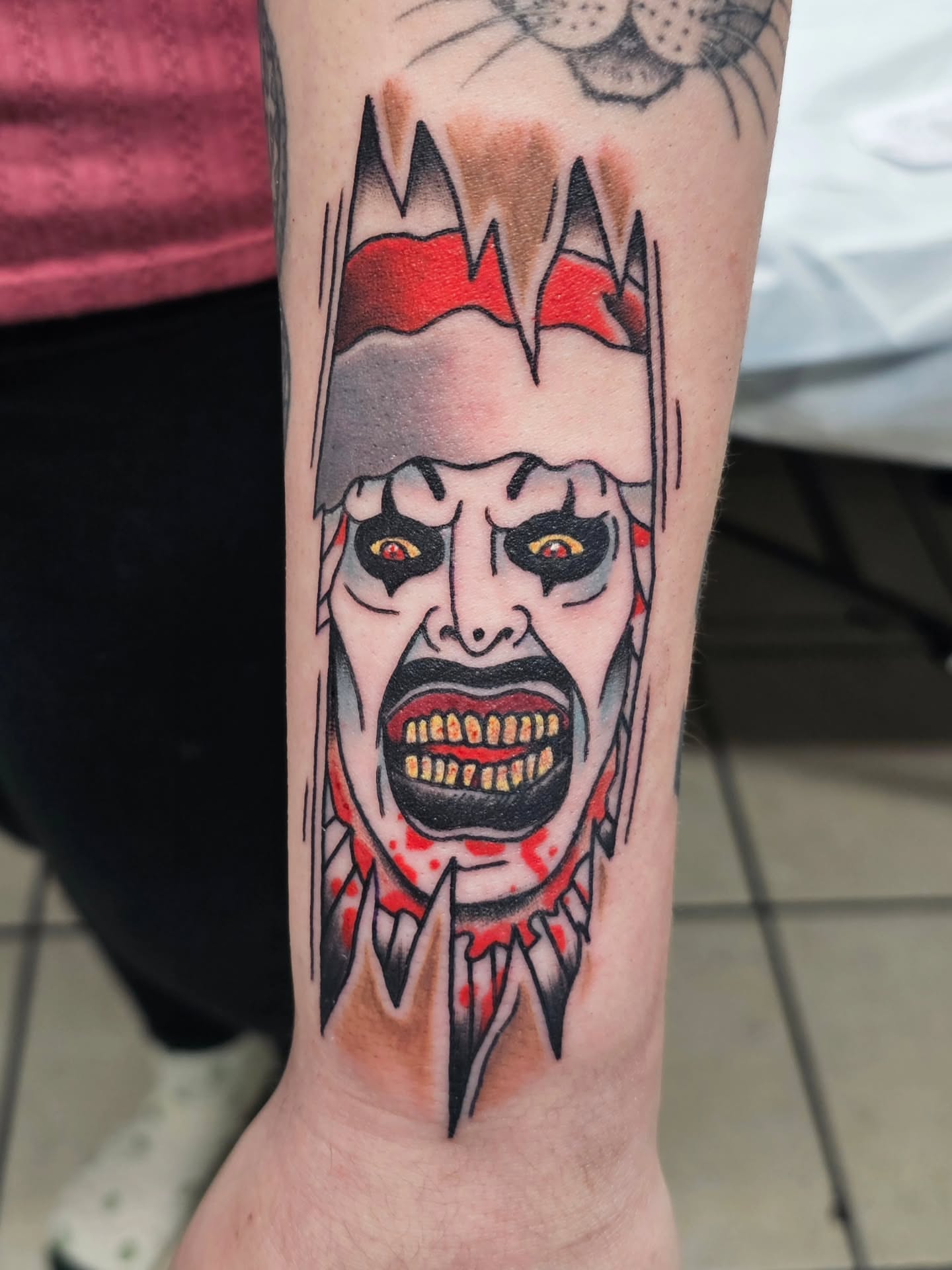 Clown American traditional tattoo on the forearm by πππ¦ππ§ππ‘π ππ¨ππππππ’π§π¨'π¬ πππππ¨π¨π¬