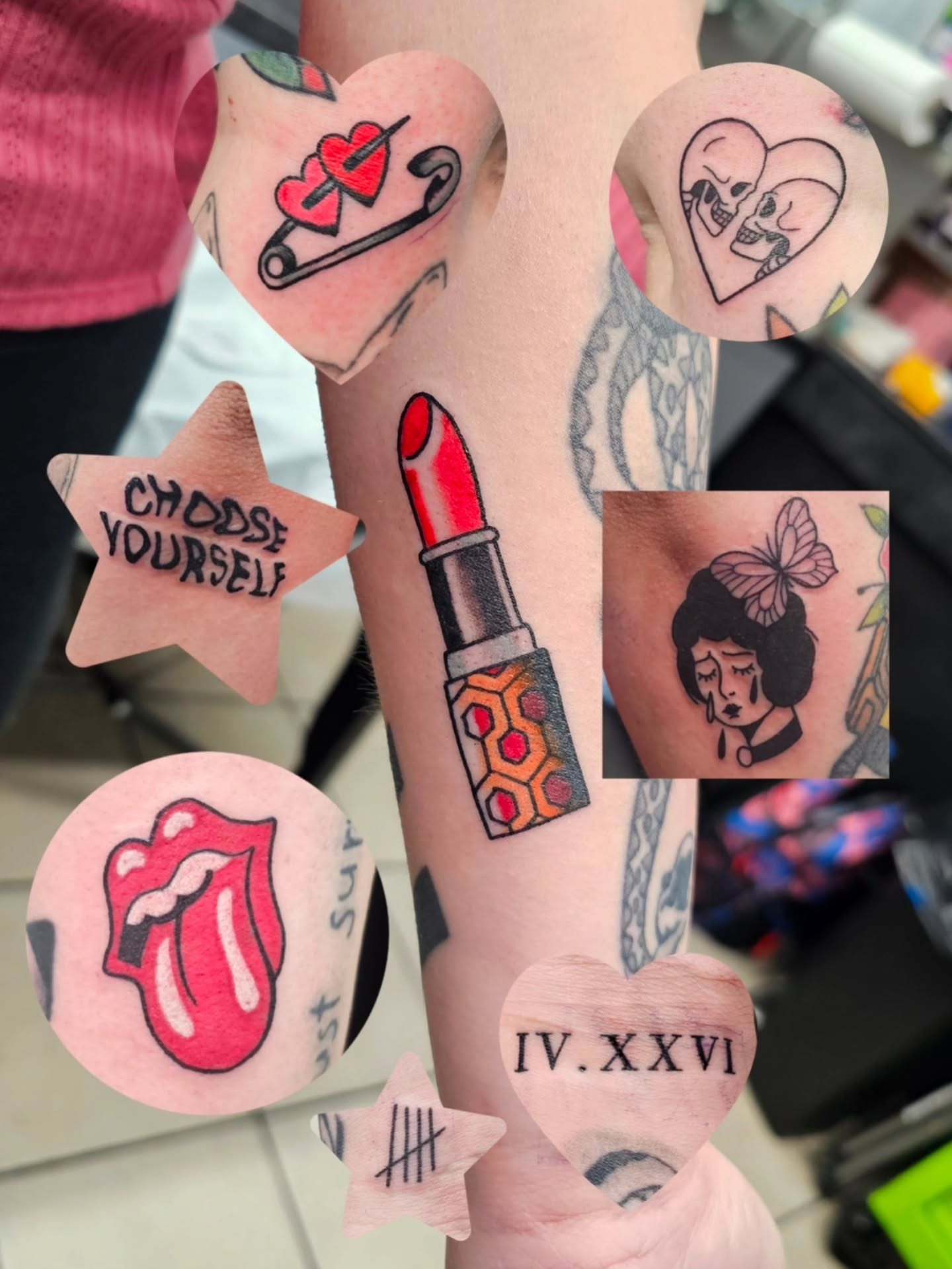 Lipstick American traditional tattoo on the forearm by πππ¦ππ§ππ‘π ππ¨ππππππ’π§π¨'π¬ πππππ¨π¨π¬