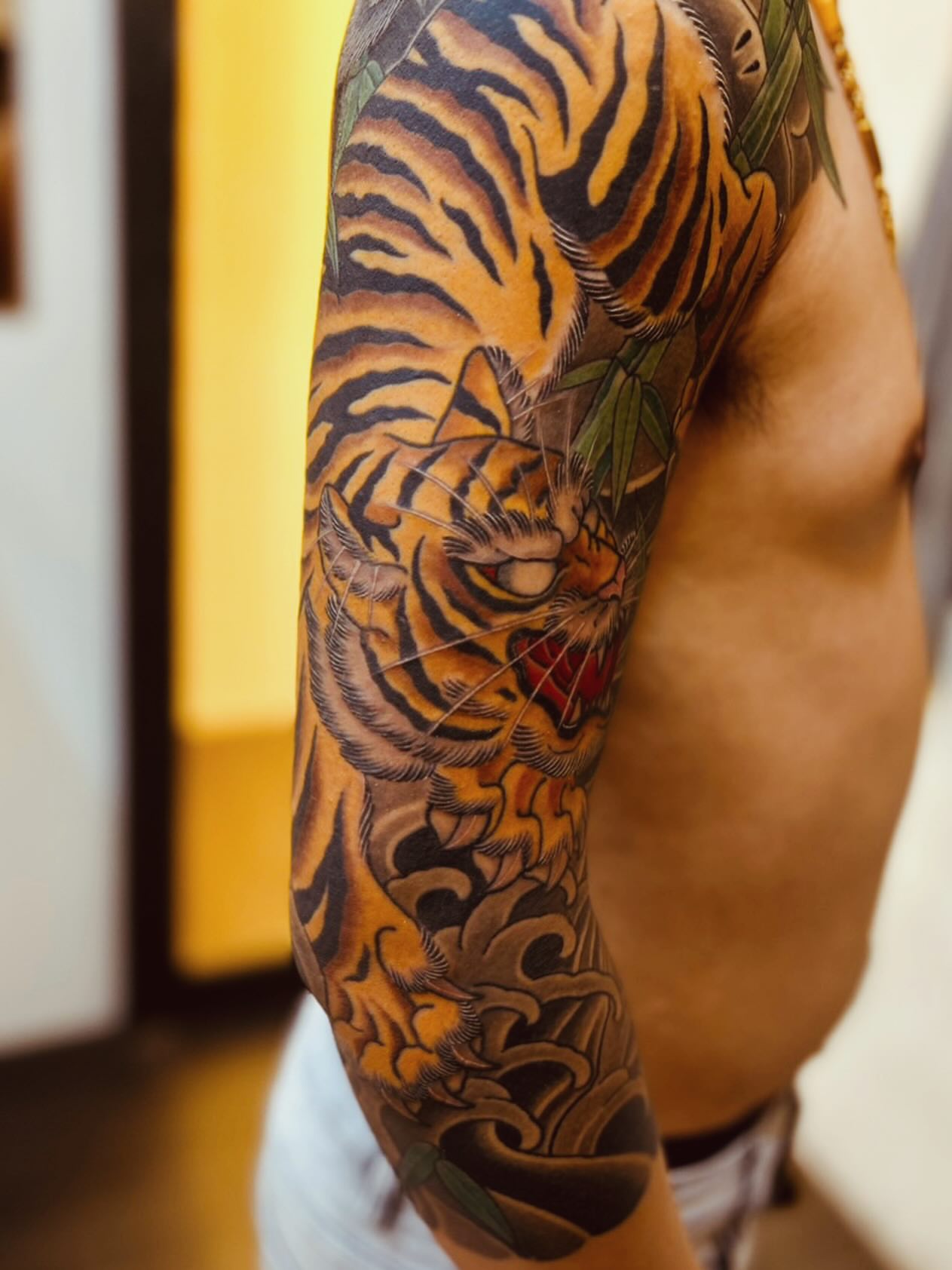 Tiger japanese irezumi tattoo on the forearm by 墨匠紋身|新店店, New Taipei City