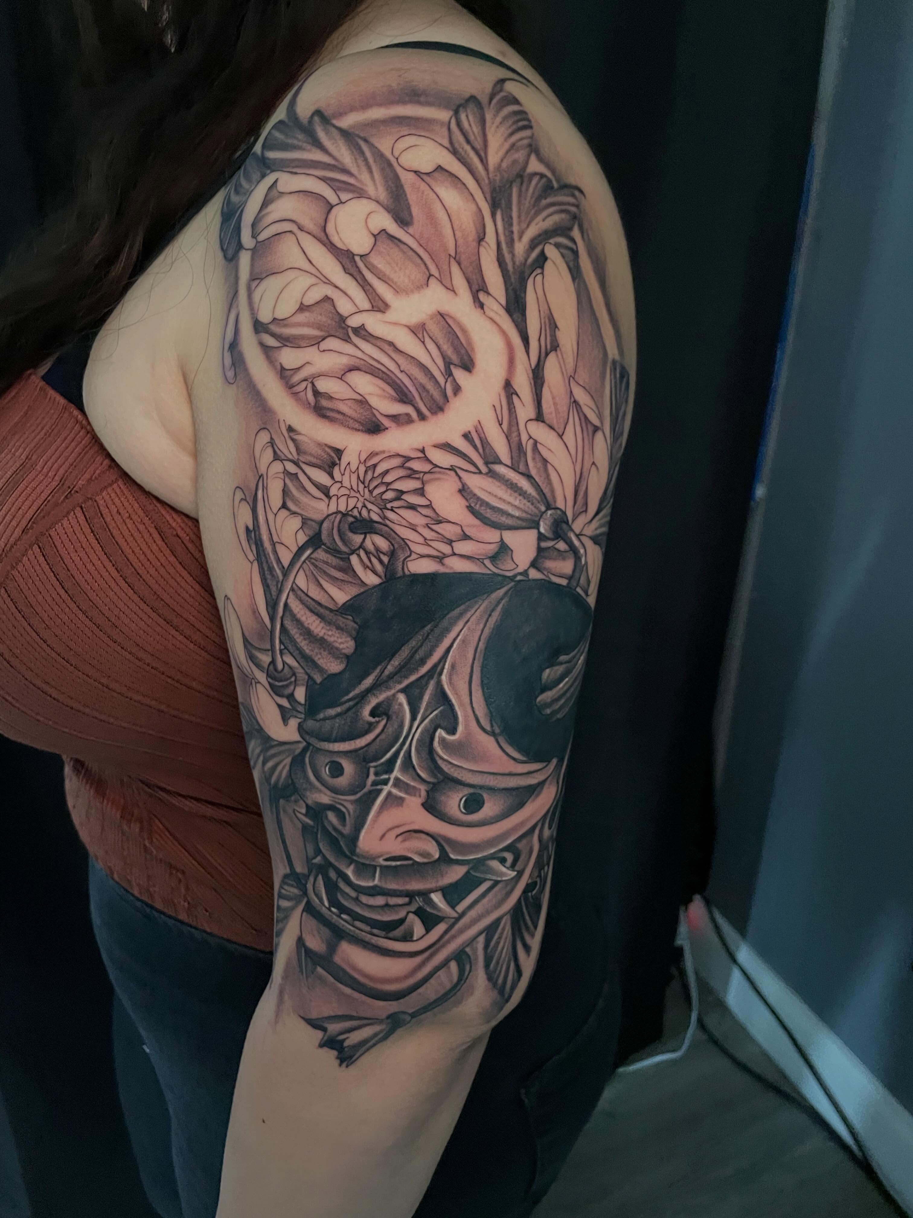 Tattoo by @3mtattoos — black_and_grey, japanese_irezumi