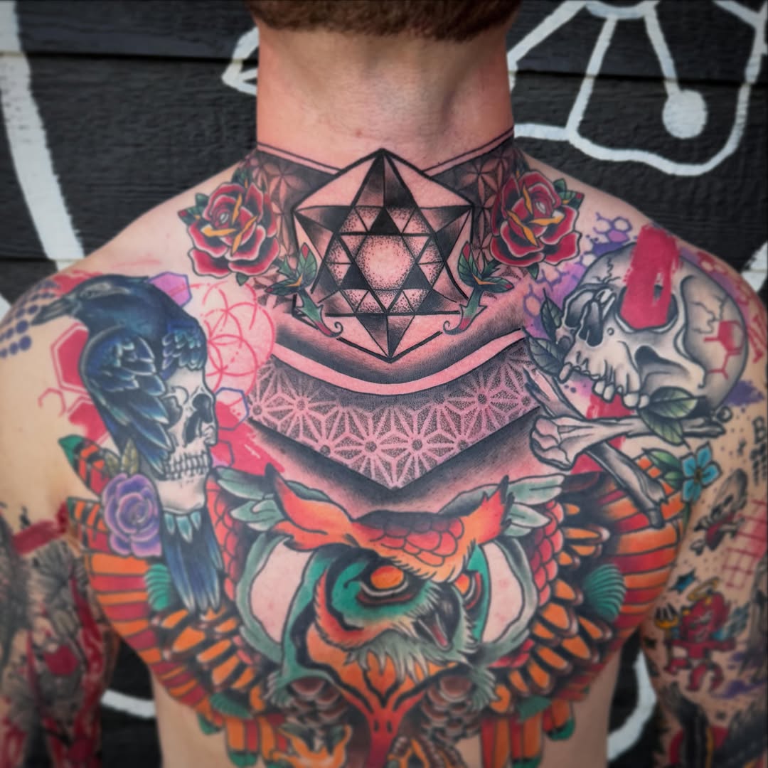 Tattoo by @mindy_fach_tattoo — geometric, black_and_grey