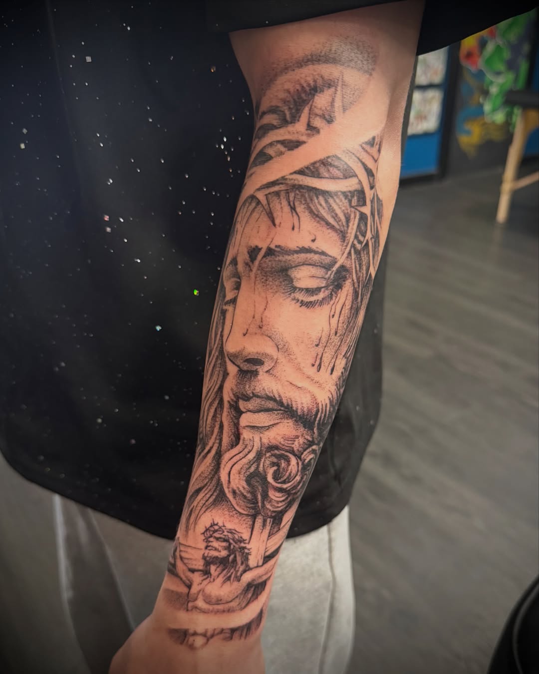 Tattoo by @weaponix — realism, dotwork