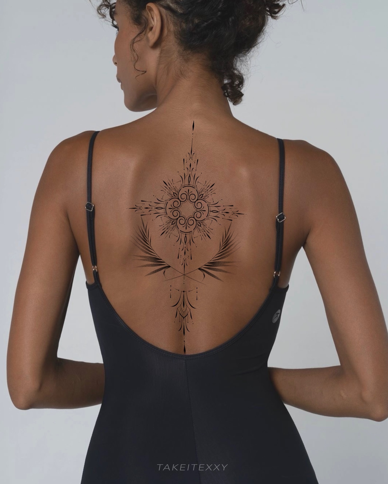 Geometric design geometric tattoo on the back by Easy