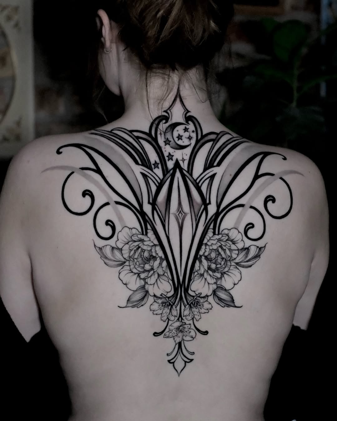 Tattoo by @hellbunnytattoos — black_and_grey, ornamental
