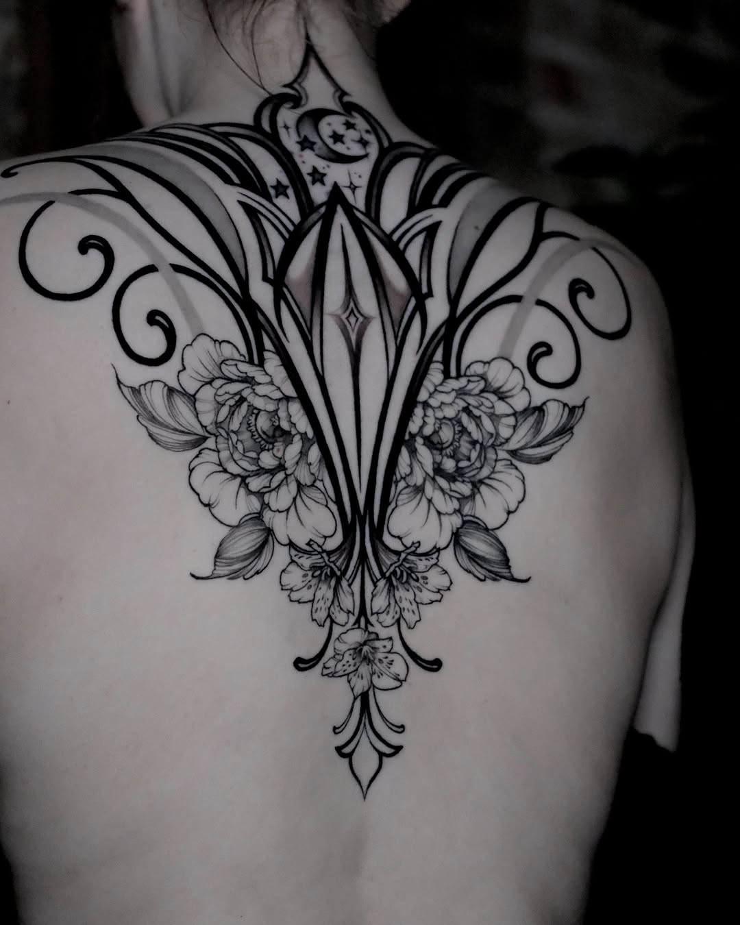 Tattoo by @hellbunnytattoos — black_and_grey, ornamental
