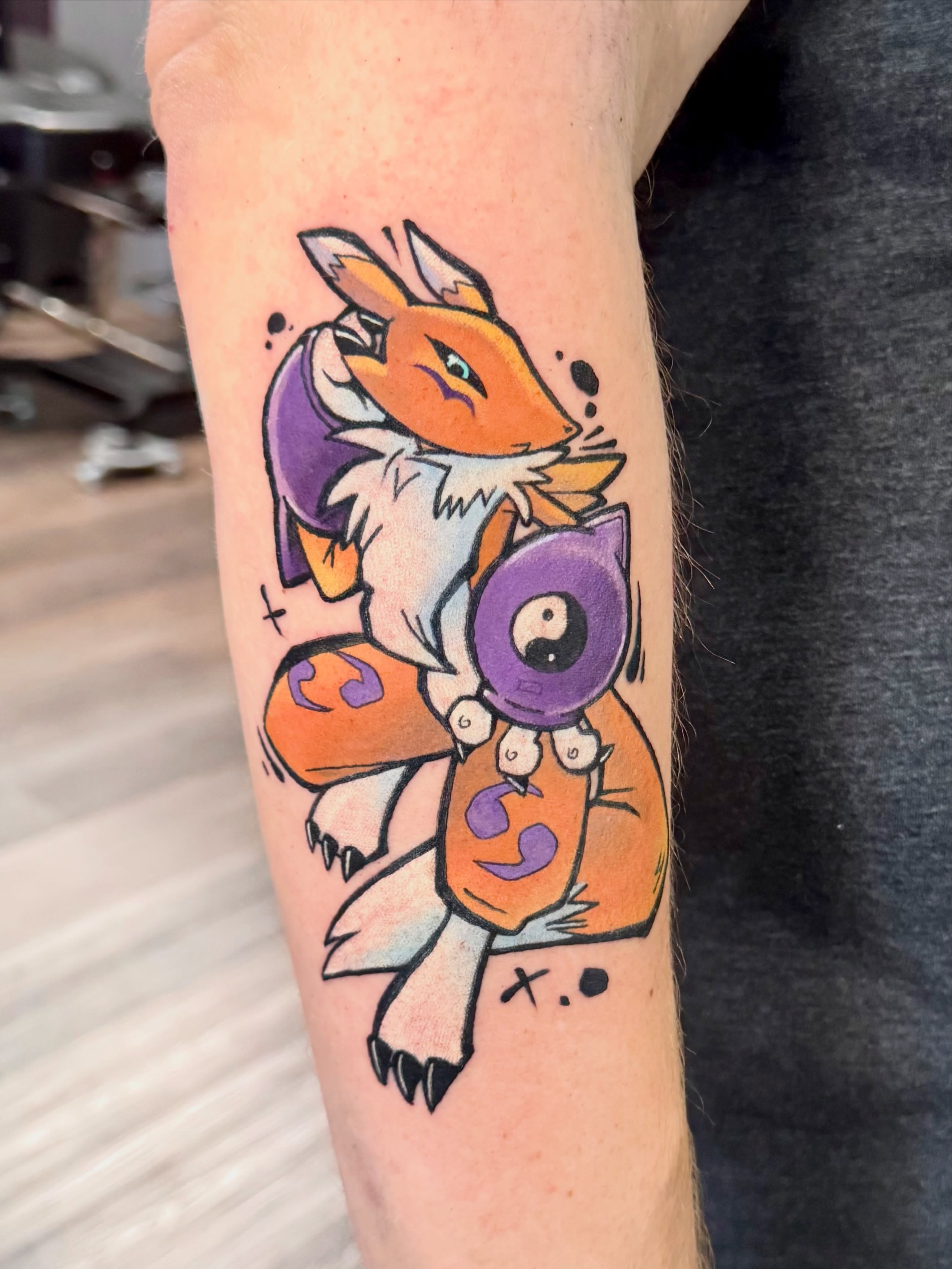 Tattoo by @topaciotattoos — dotwork, anime