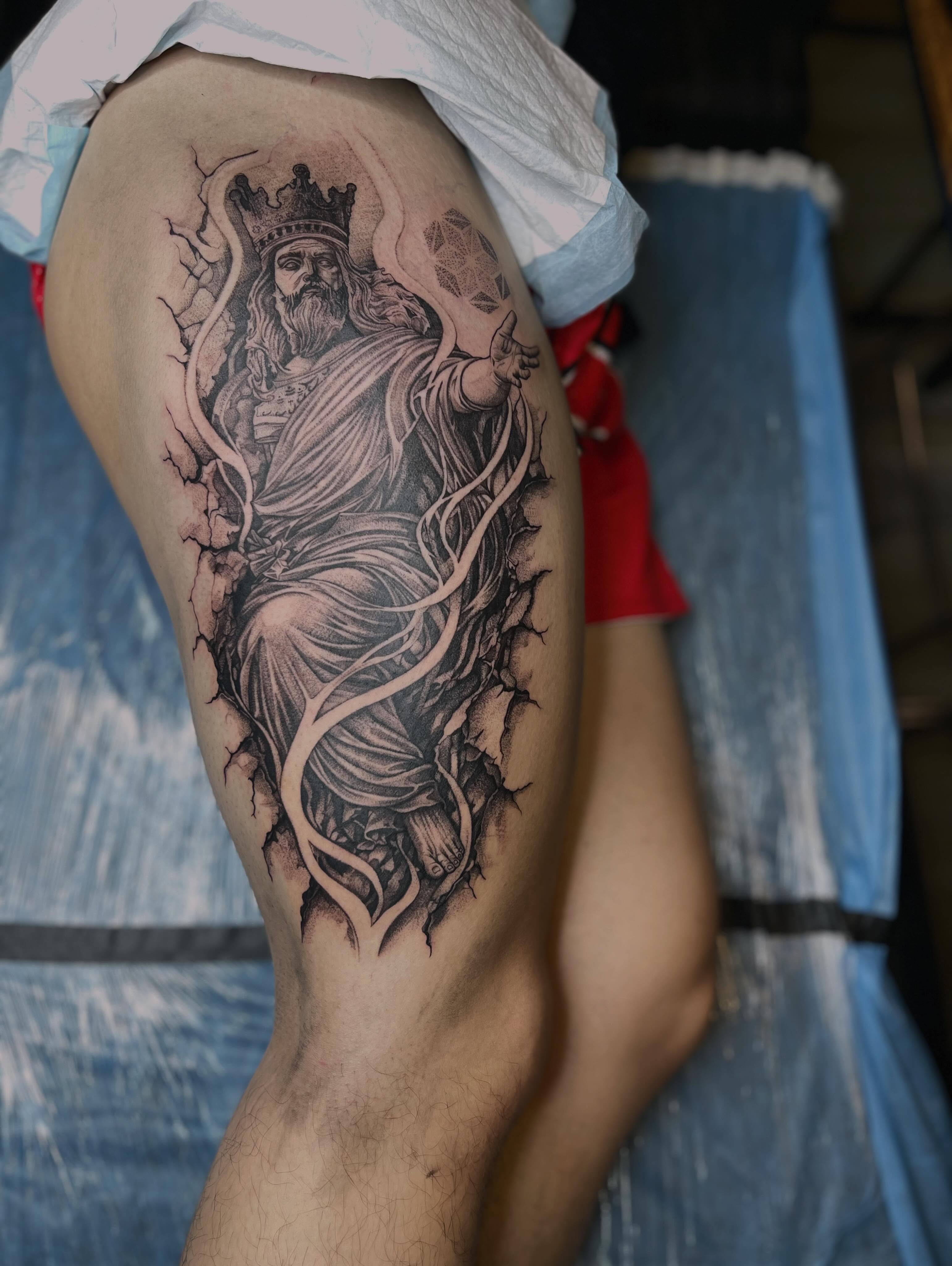 Tattoo by @russellefandialan — black_and_grey, realism
