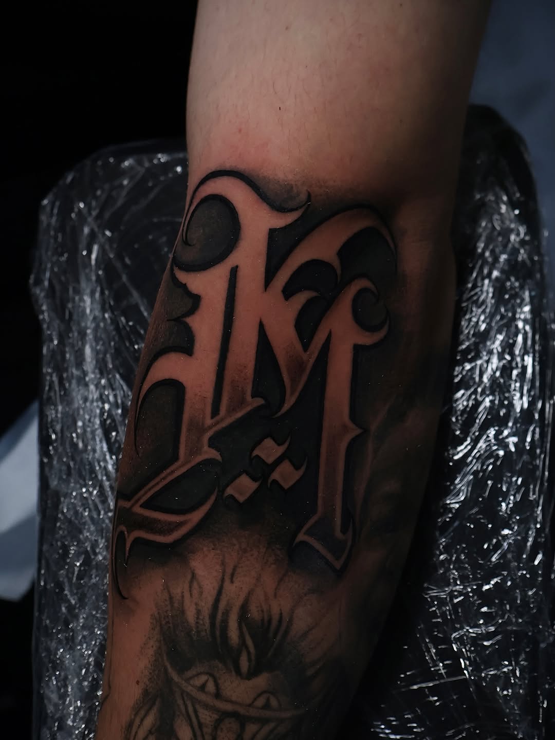 Tattoo by @jmoreno3fr — lettering_script, black_and_grey