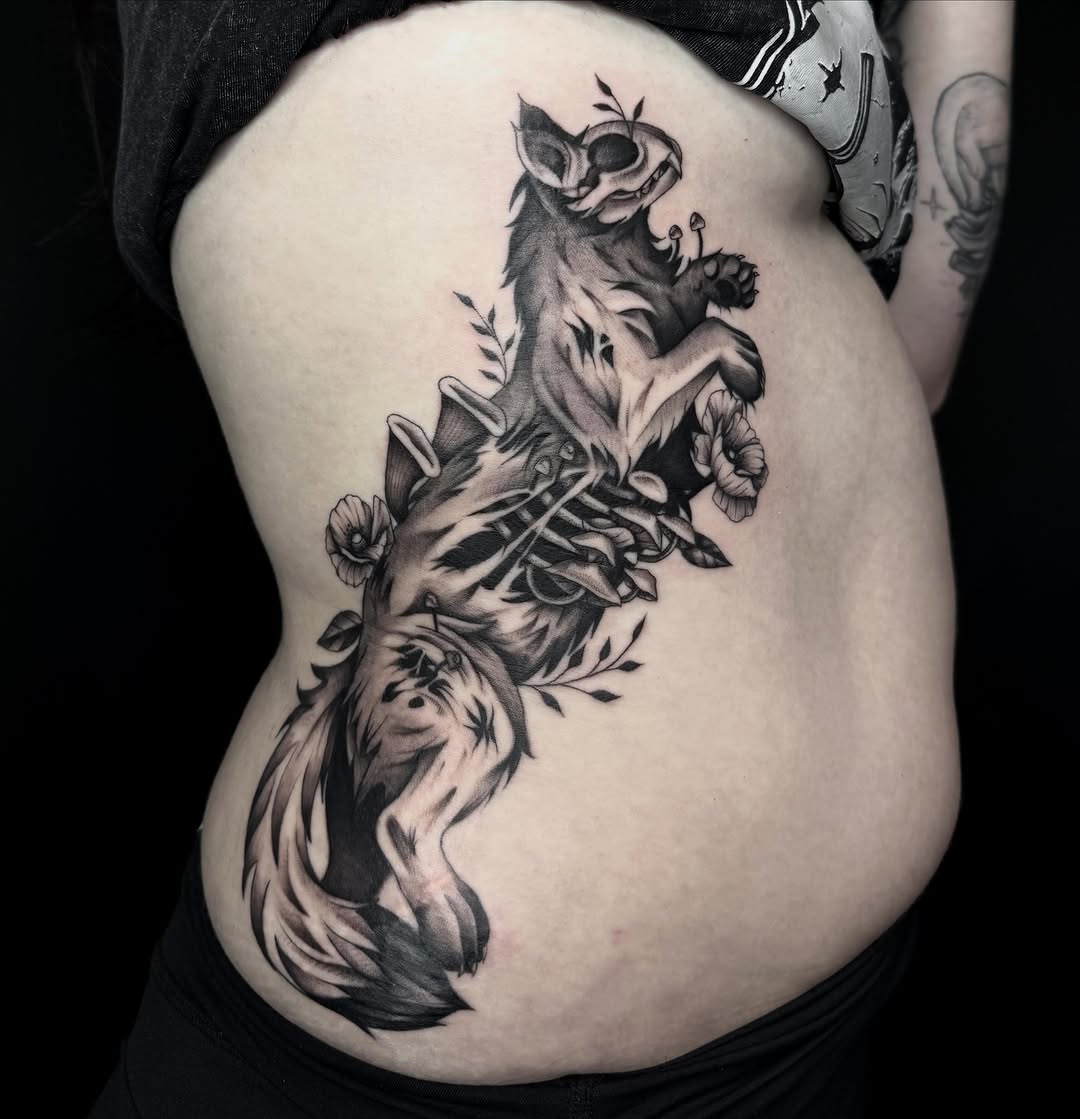 Tattoo by @kuraiinkz — dark_realism, black_and_grey
