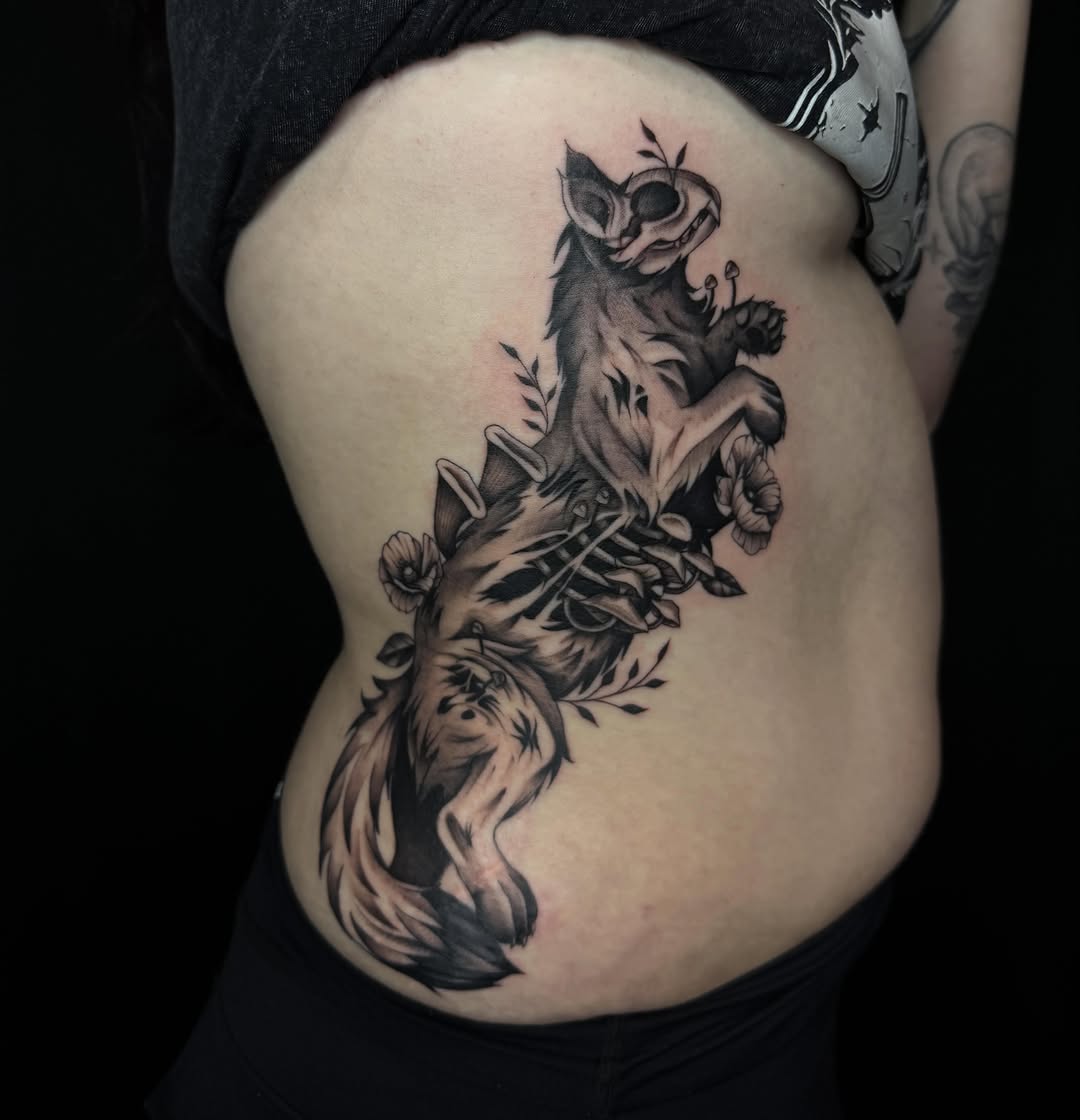 Tattoo by @kuraiinkz — dark_realism, black_and_grey