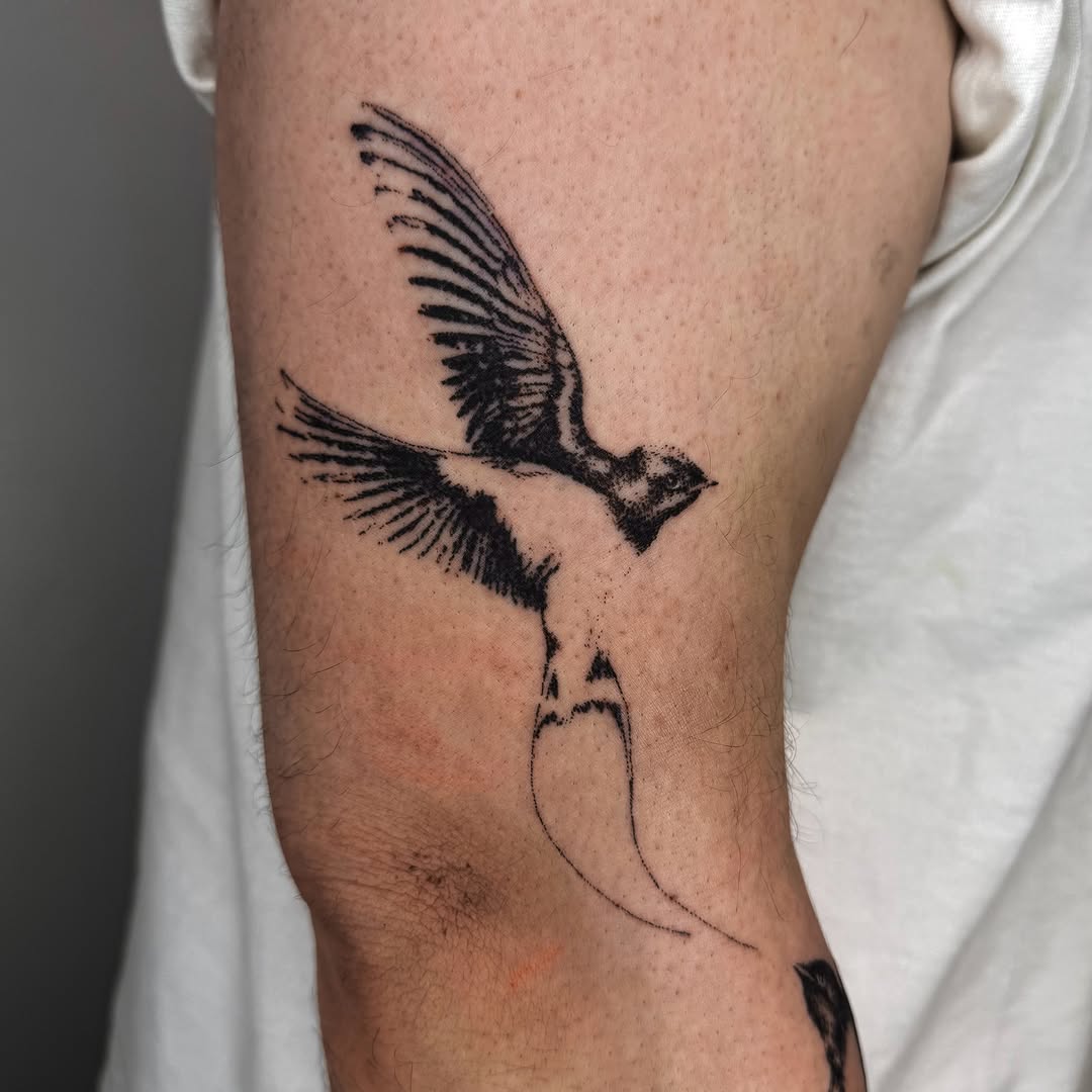 Tattoo by @handpokeforever — black_and_grey