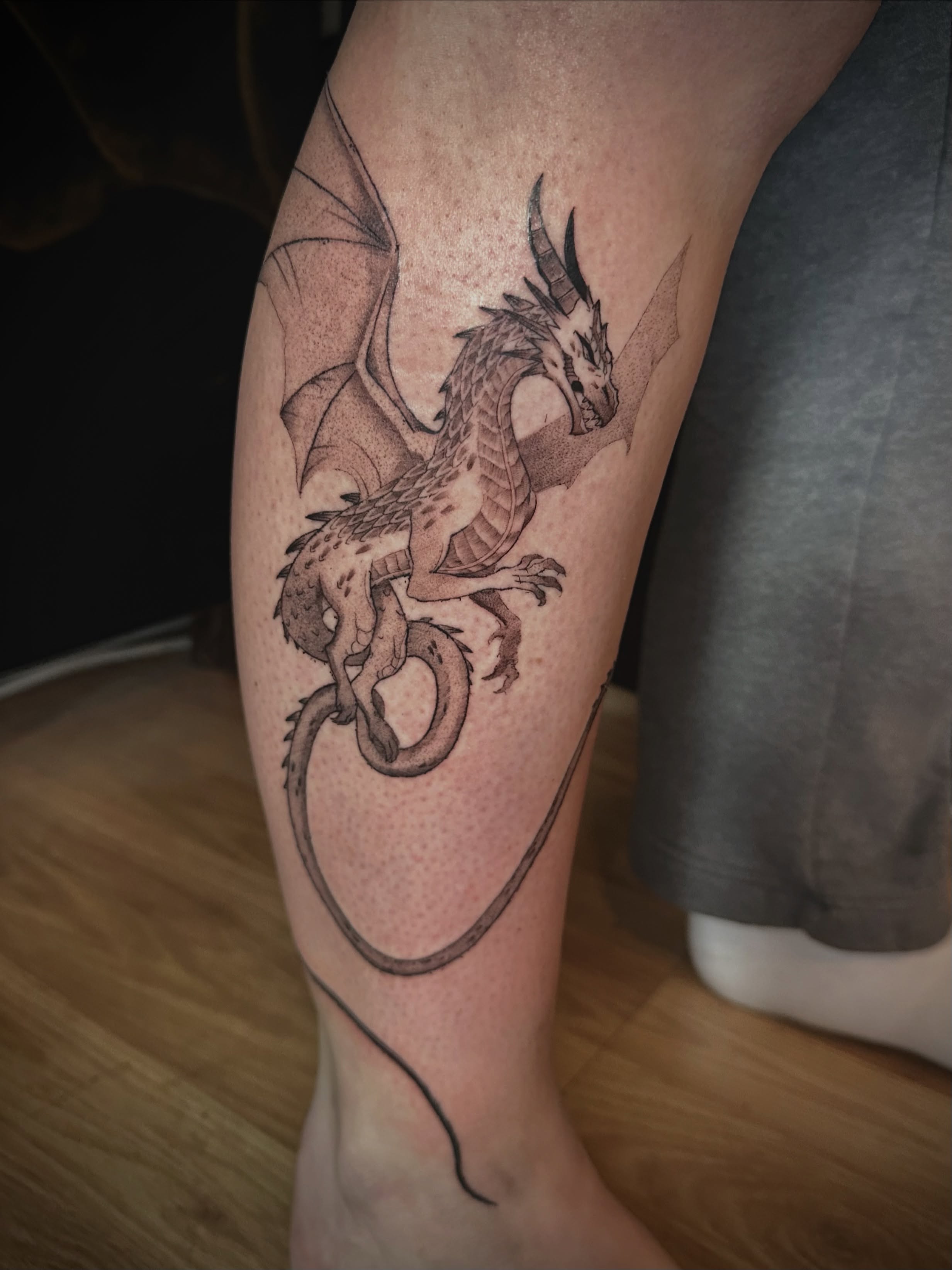 Tattoo by @cece.inks — black_and_grey