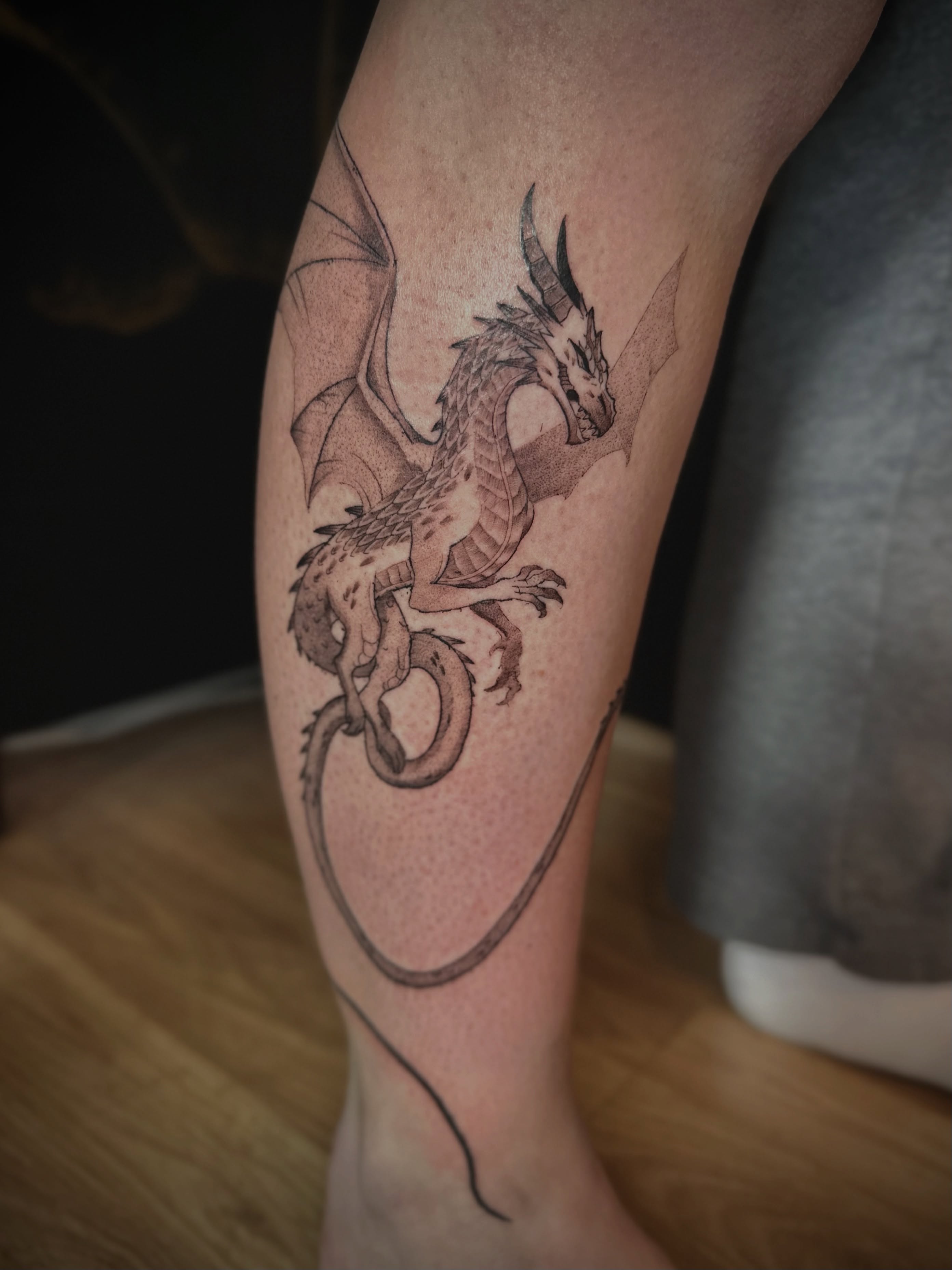 Tattoo by @cece.inks — black_and_grey