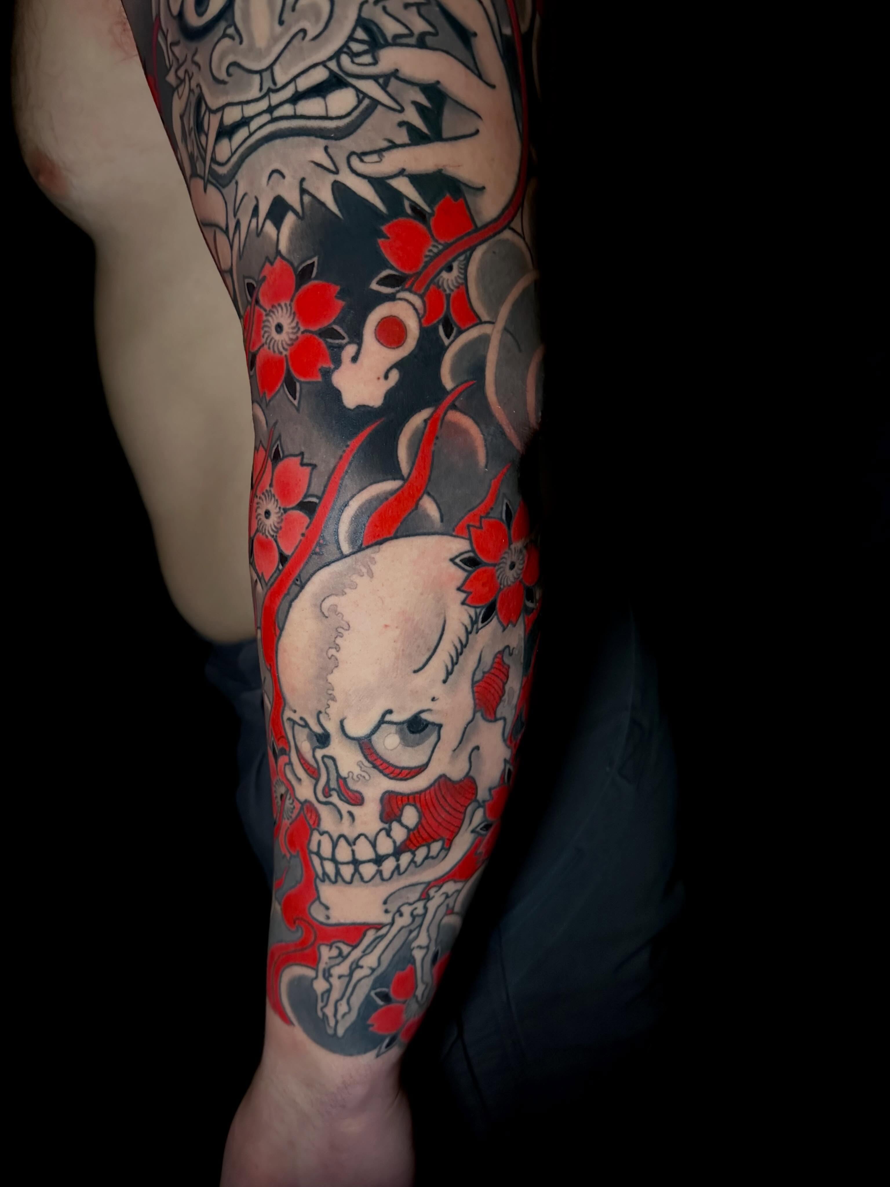 Tattoo by @meanoldtim — american_traditional, japanese_irezumi