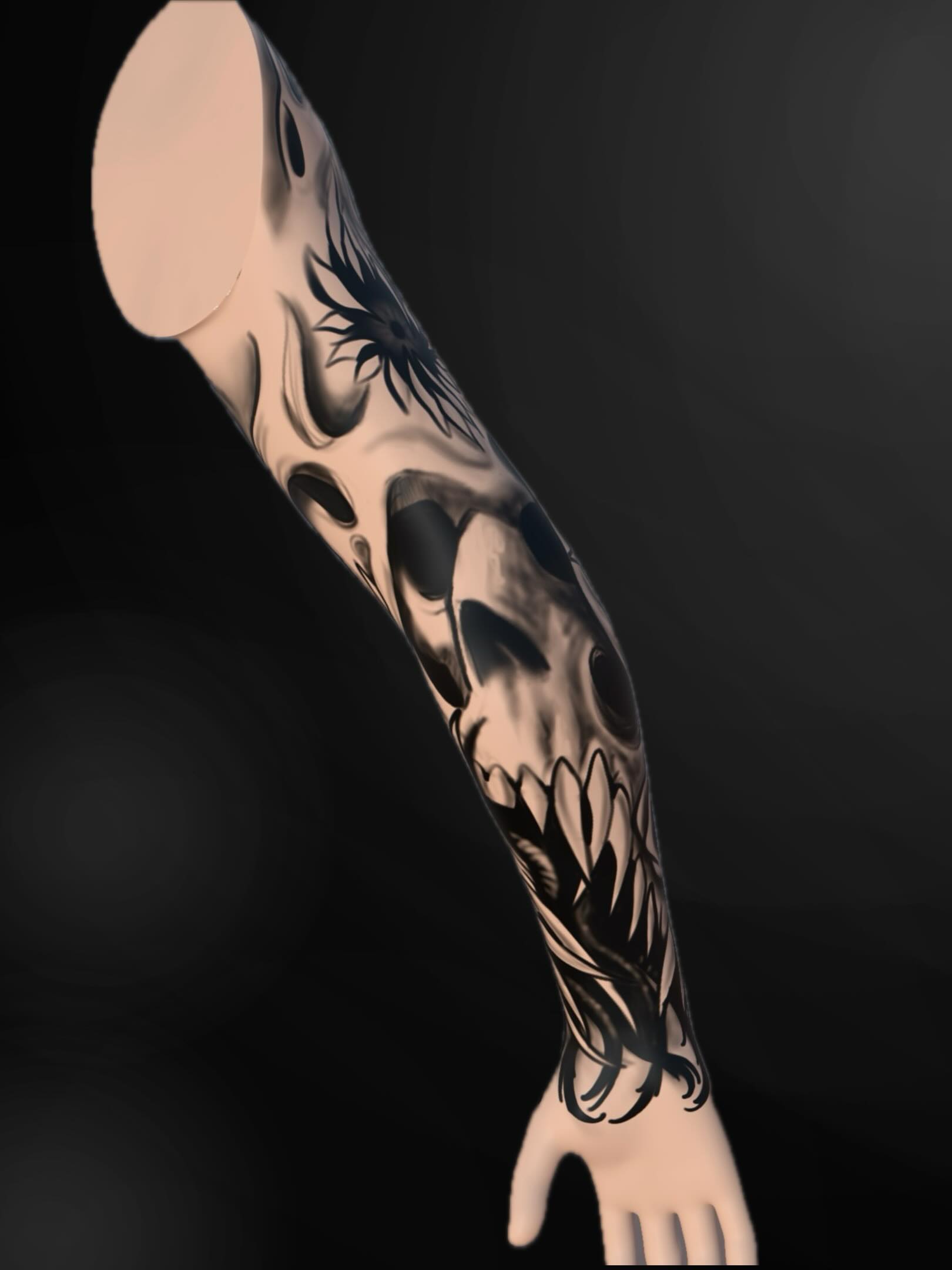 Skull black and grey tattoo on the forearm by Marquin π§π·