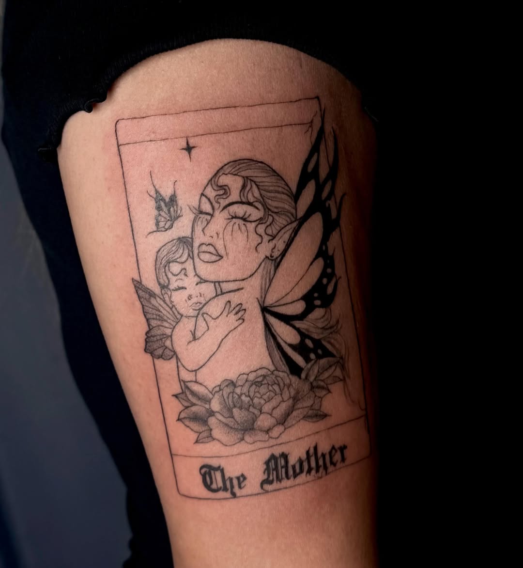 Mother and child fairy realism tattoo on the forearm by ᴍᴀɢɢɪᴇ ✧, Las Vegas, Nevada
