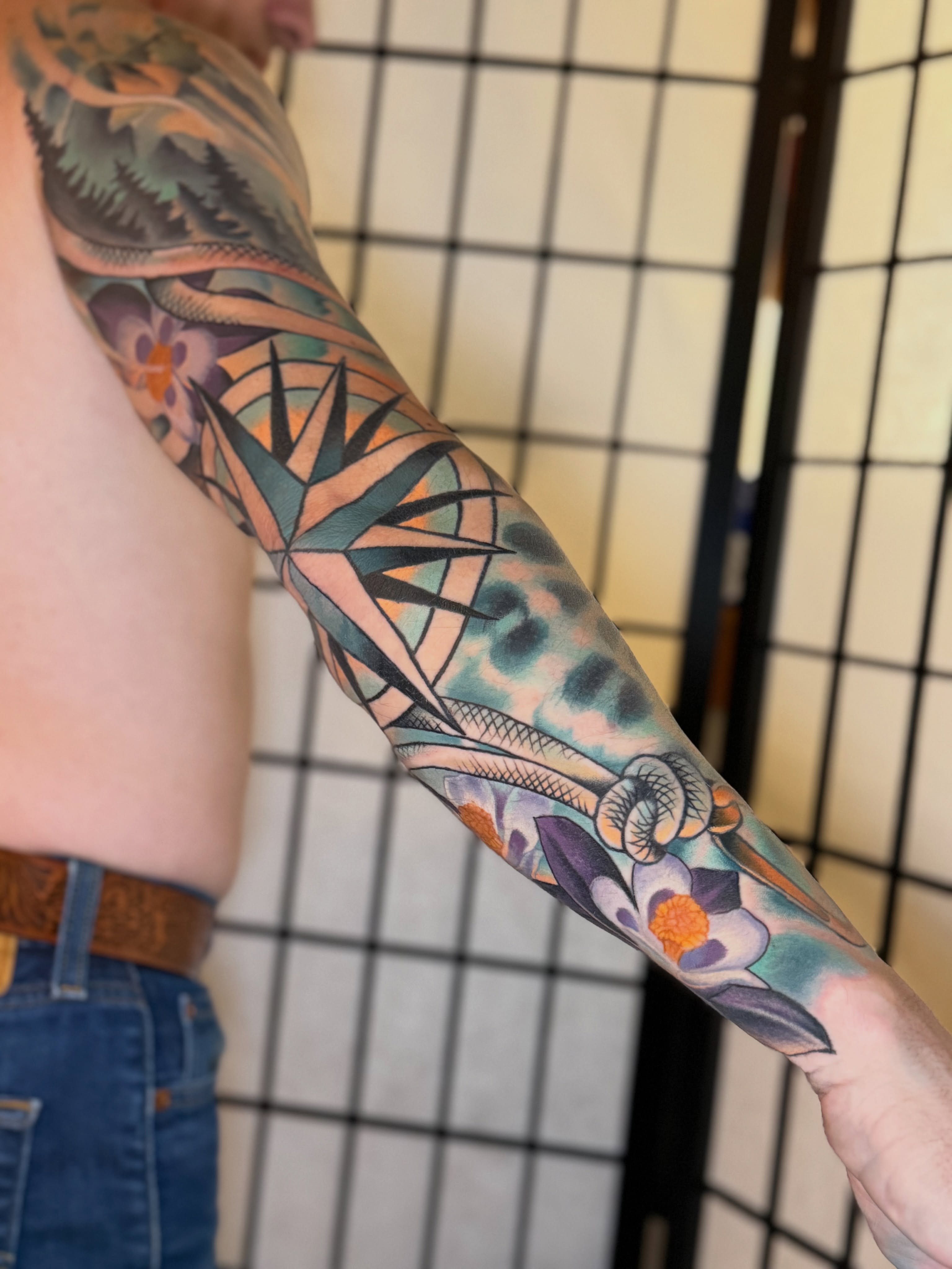 Tattoo by @kevinonleytattoos — geometric, japanese_irezumi