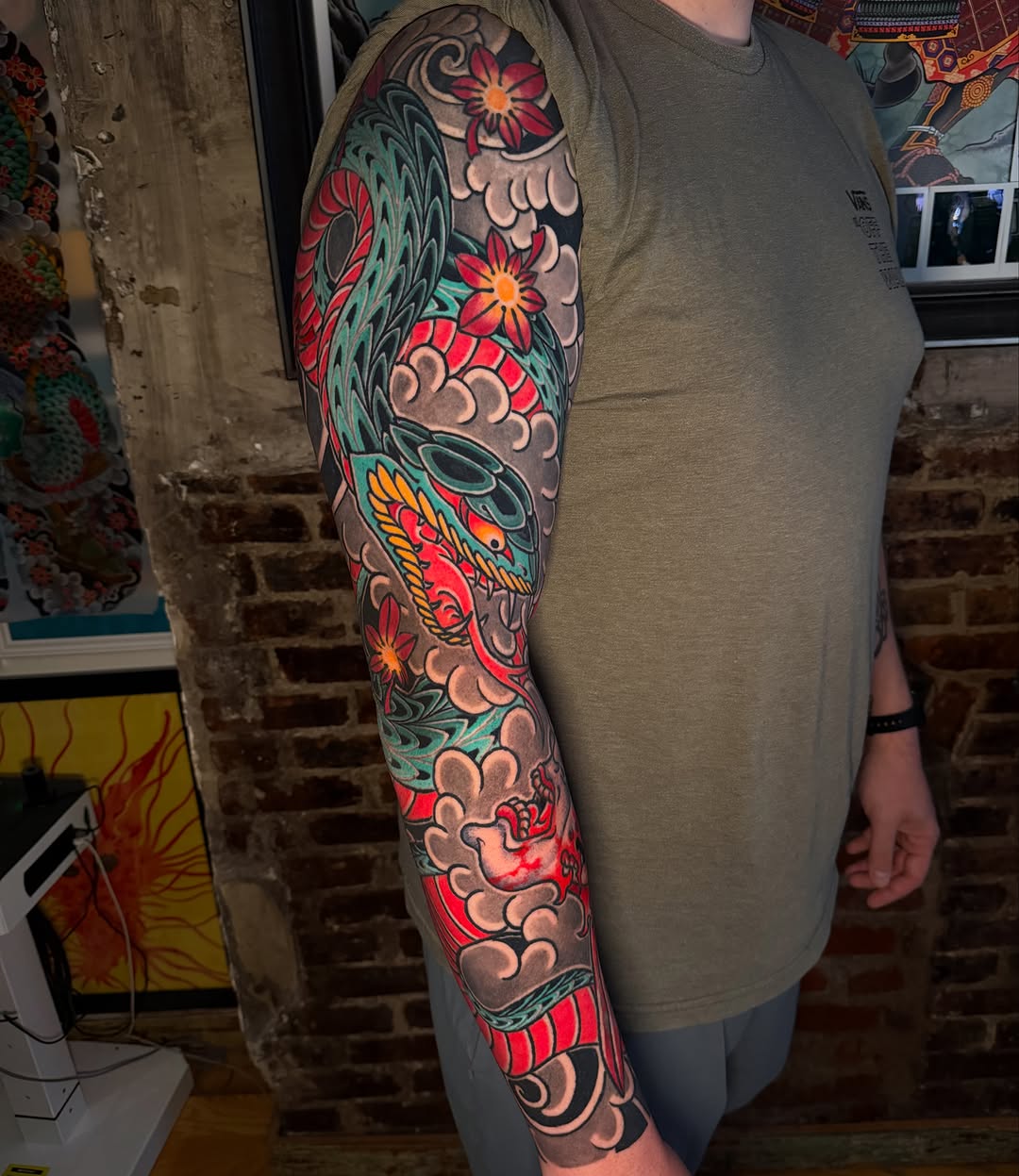 Tattoo by @old_man_rogers — japanese_irezumi, black_and_grey