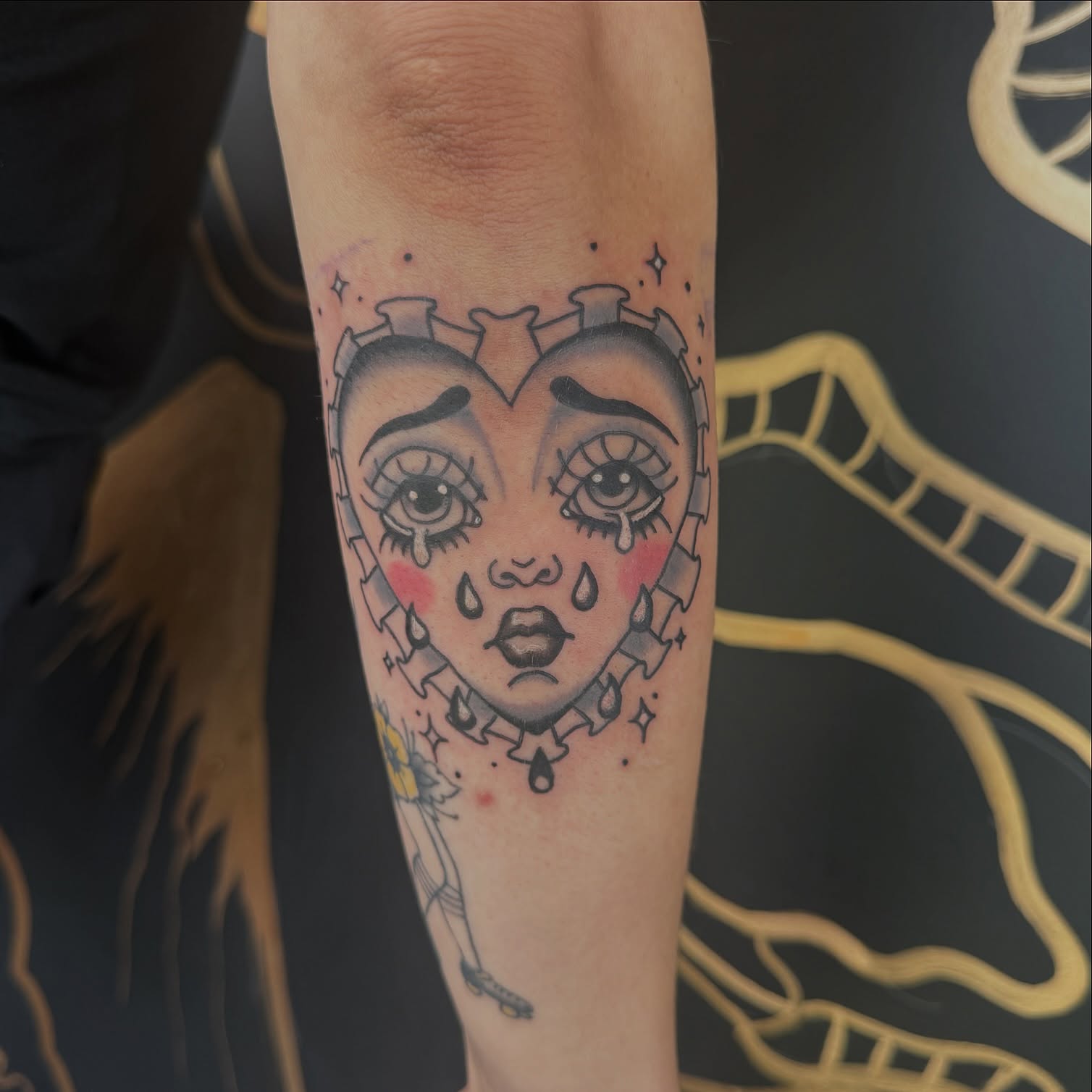 Tattoo by @areubeewhy — american_traditional, dotwork