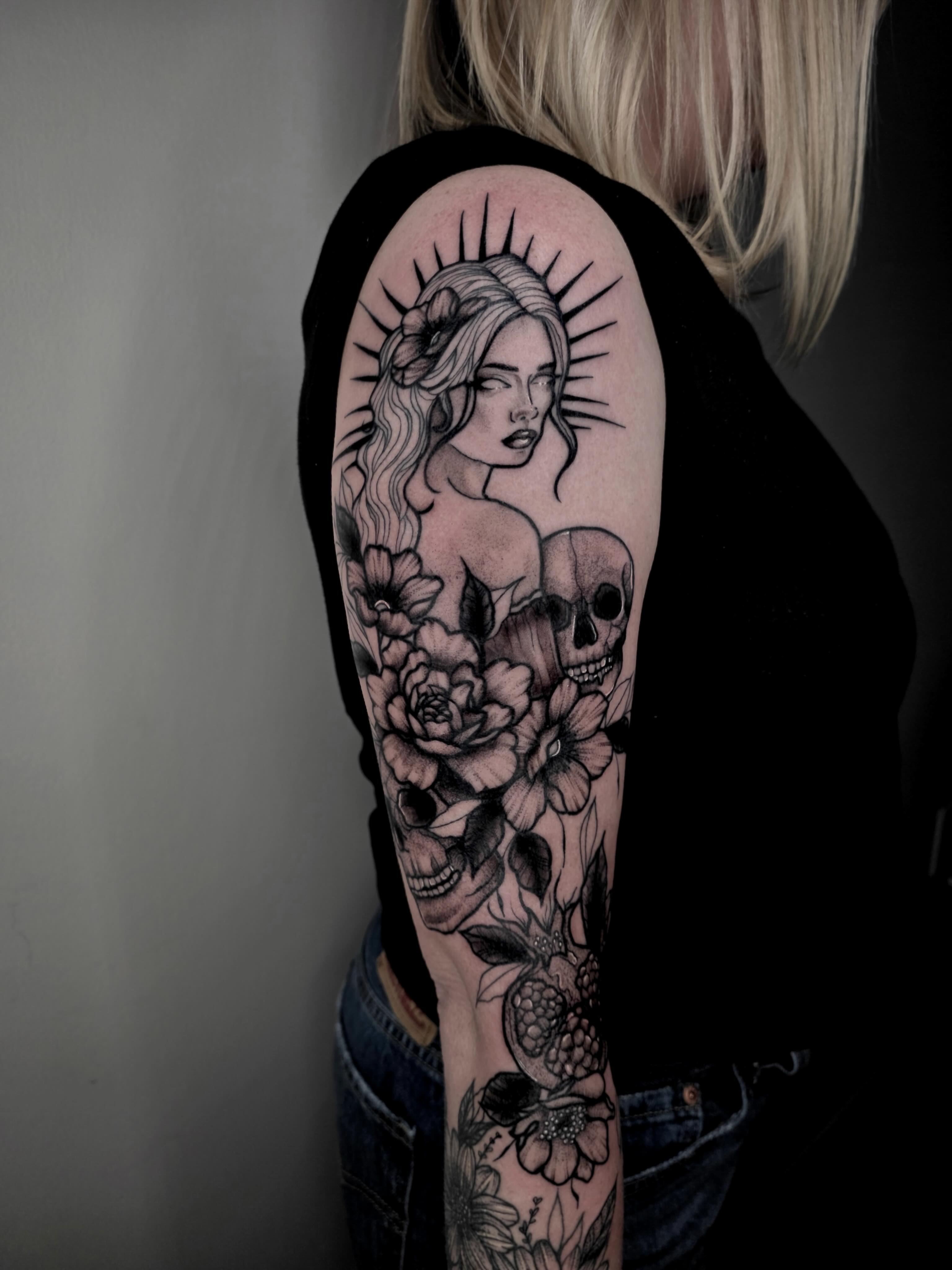 Tattoo by @emogirltattoo — black_and_grey, realism