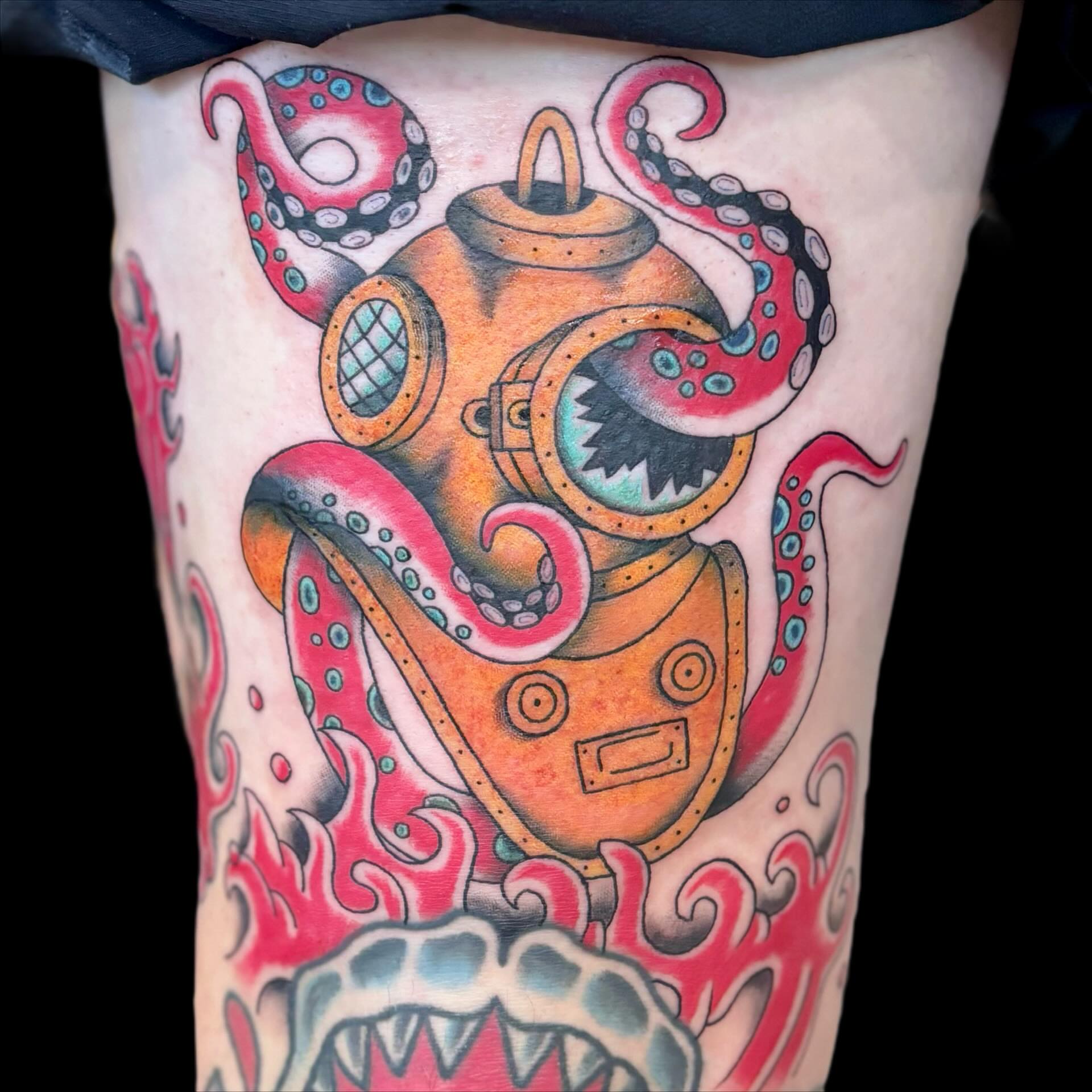 Tattoo by @uglyrileytattoo — american_traditional, trash_polka