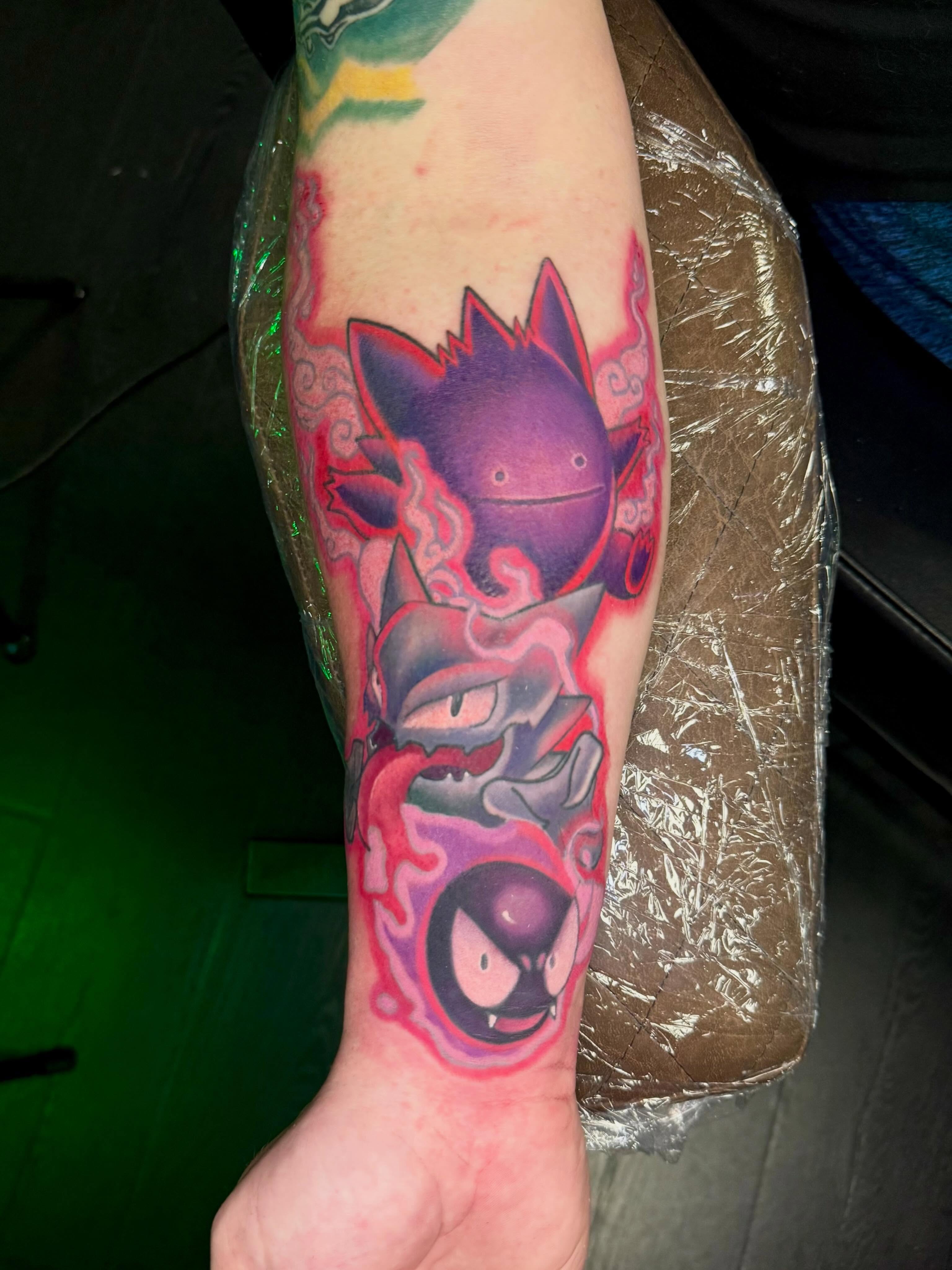 Tattoo by @mademariontattoos — dotwork, anime