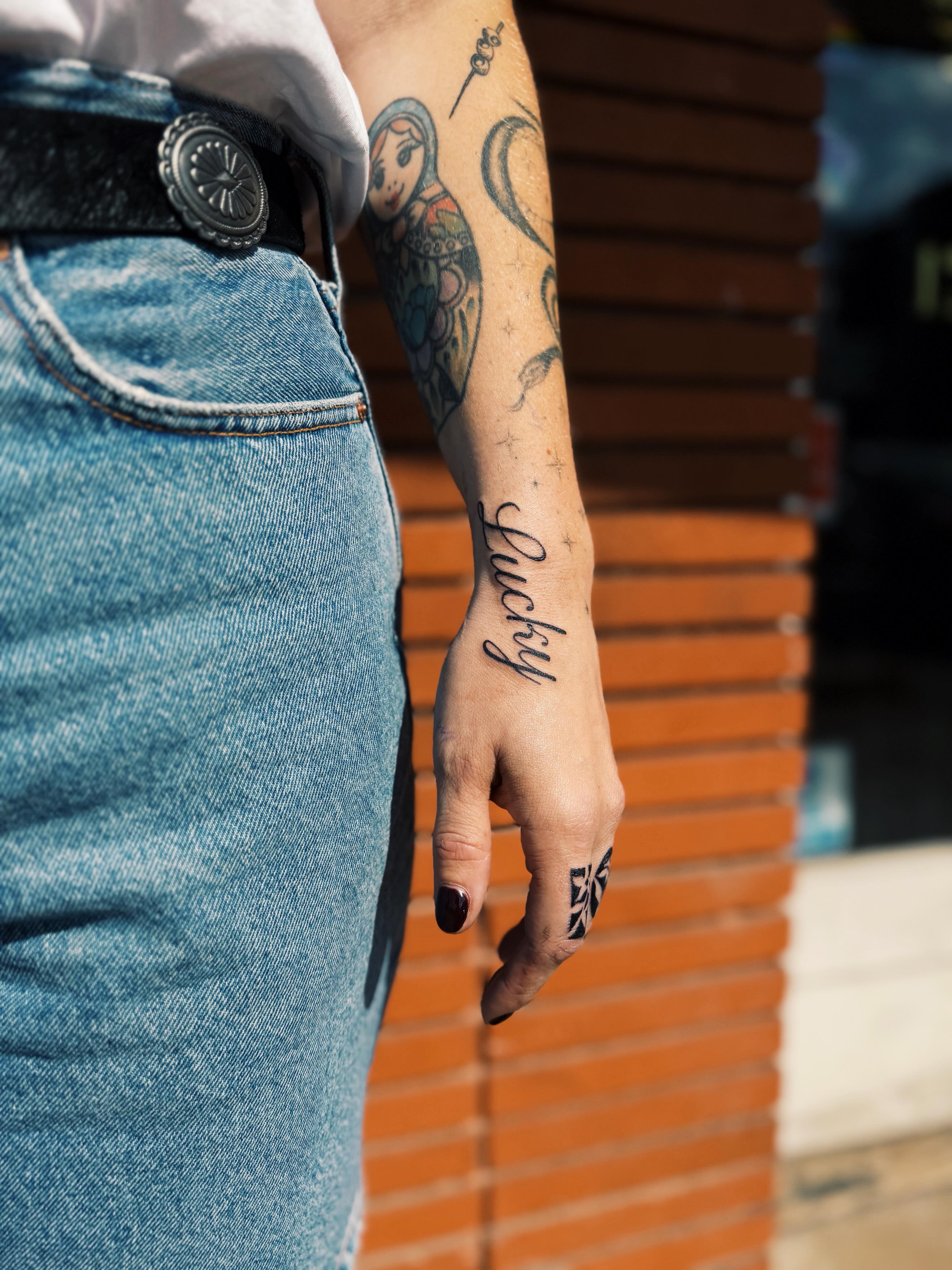 Script lettering lettering script tattoo on the forearm by @amandahowtattoo