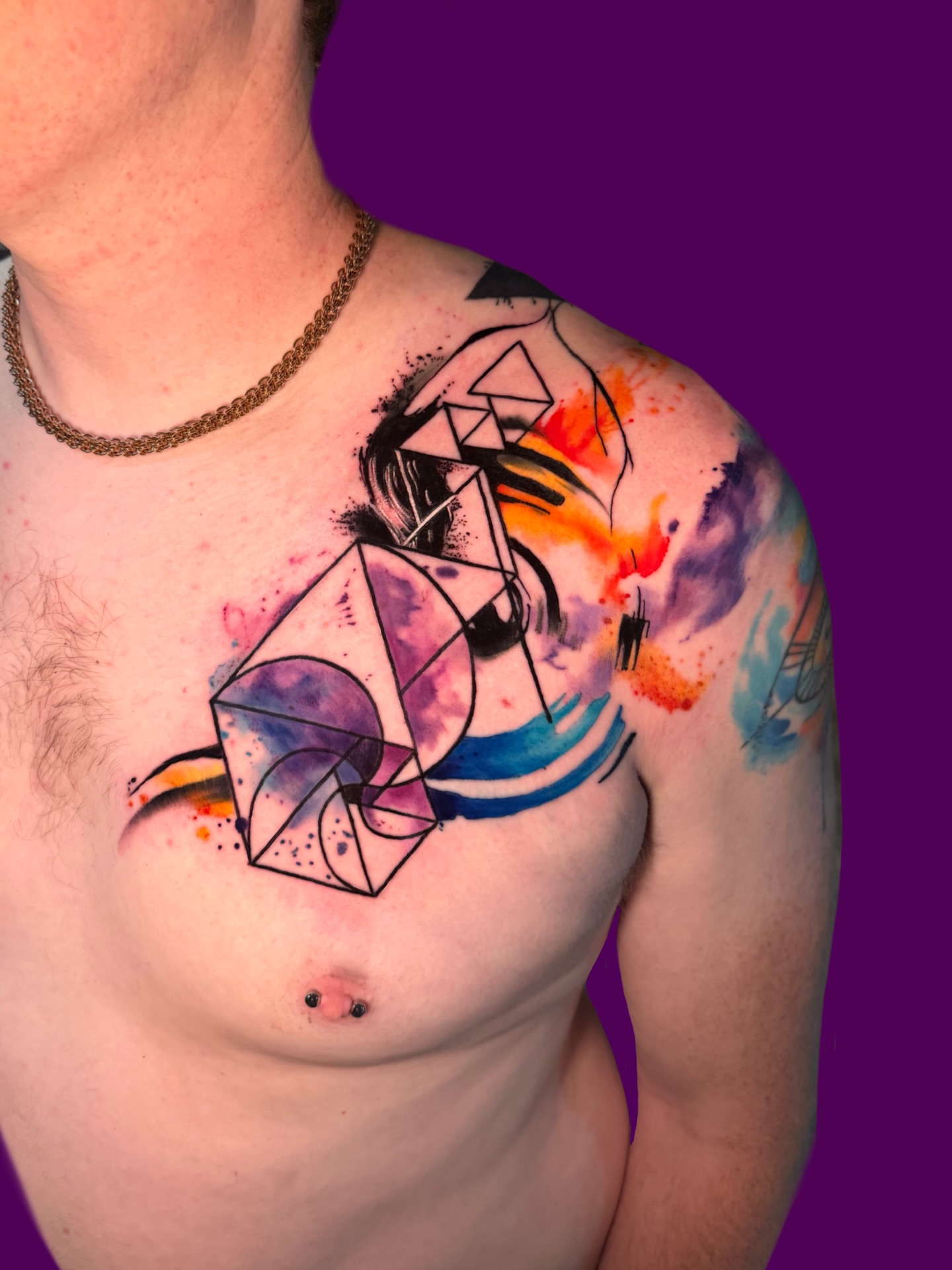 Tattoo by @graphicward — geometric, watercolor