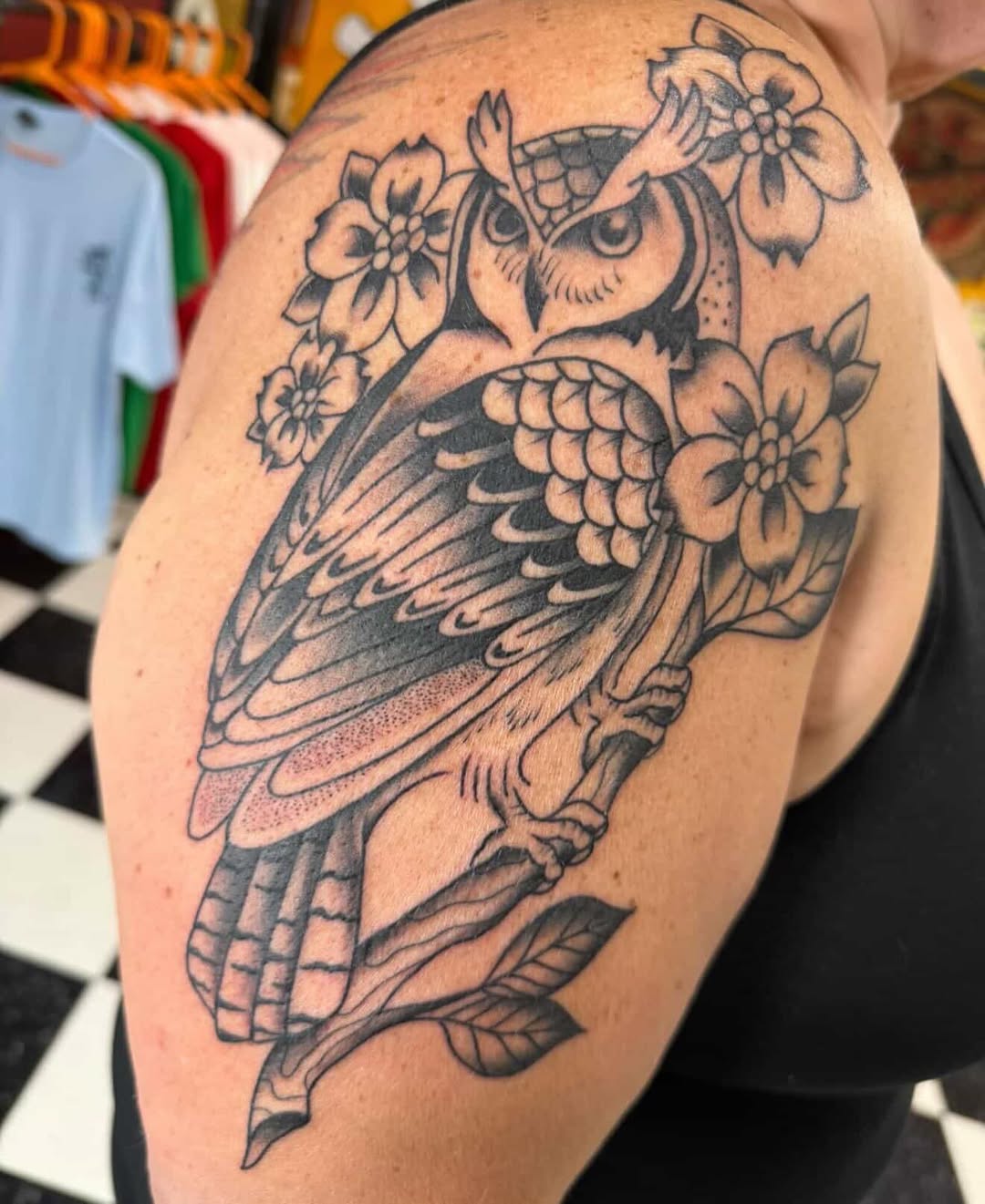 Tattoo by @aprilflowerstattoo โ american_traditional, black_and_grey