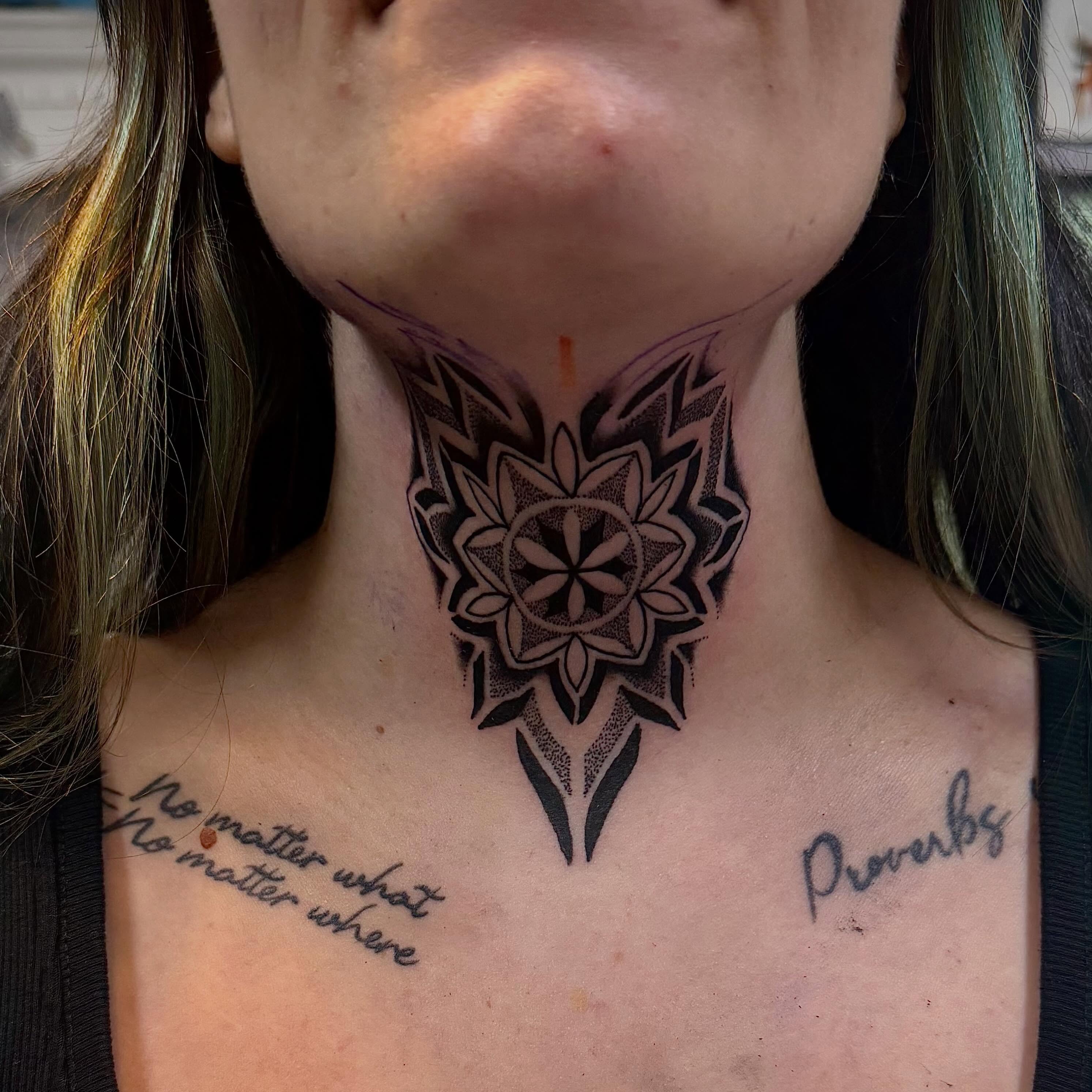 Tattoo by @electricladyink — dotwork, geometric