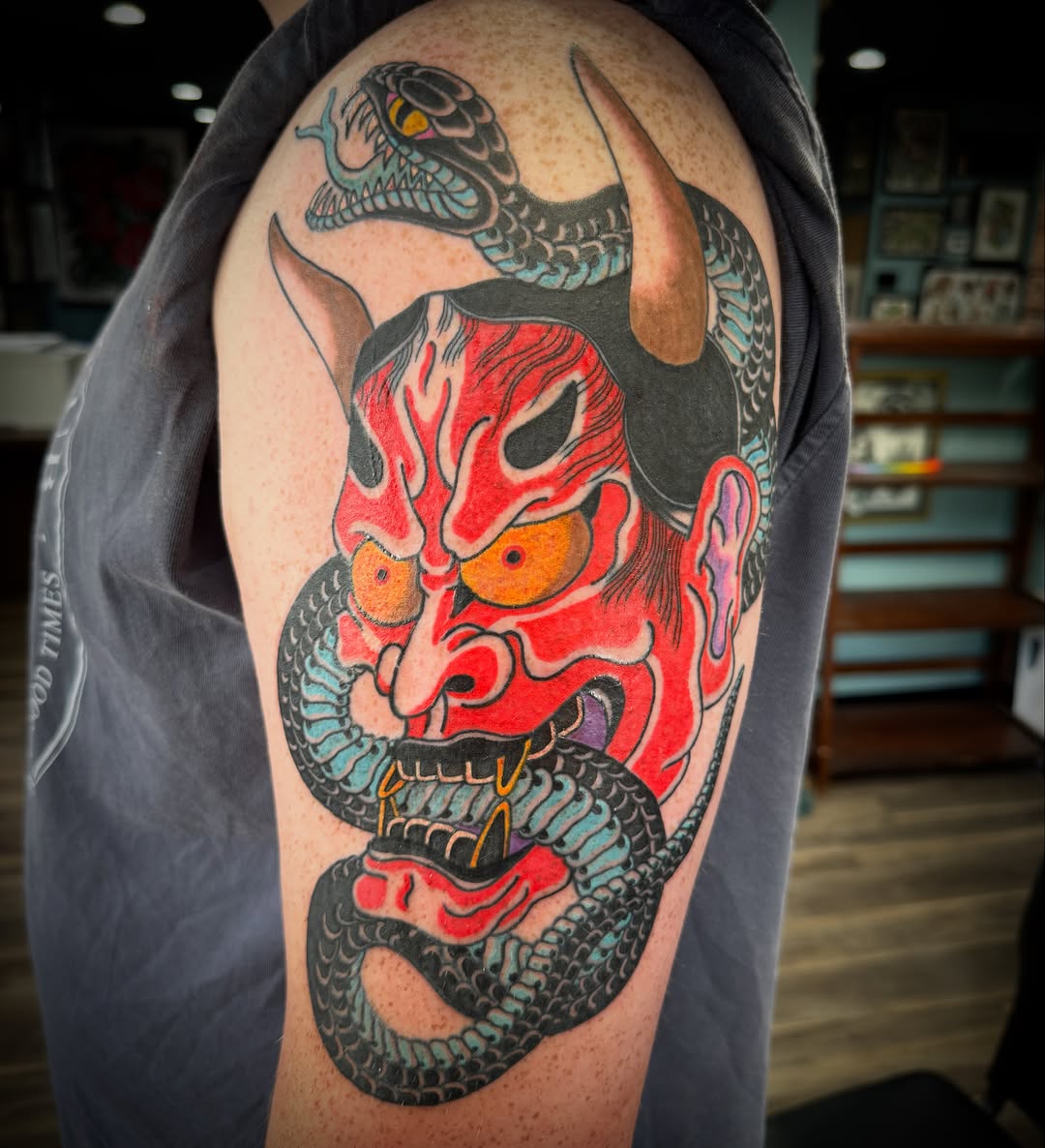 Tattoo by @_wooderson_ — japanese_irezumi, black_and_grey