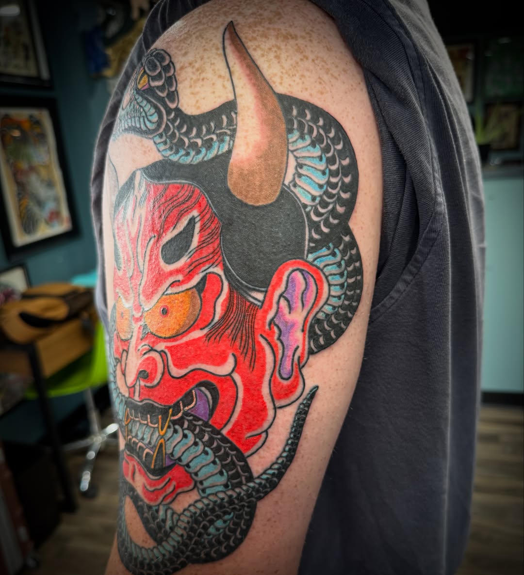 Tattoo by @_wooderson_ — japanese_irezumi, black_and_grey
