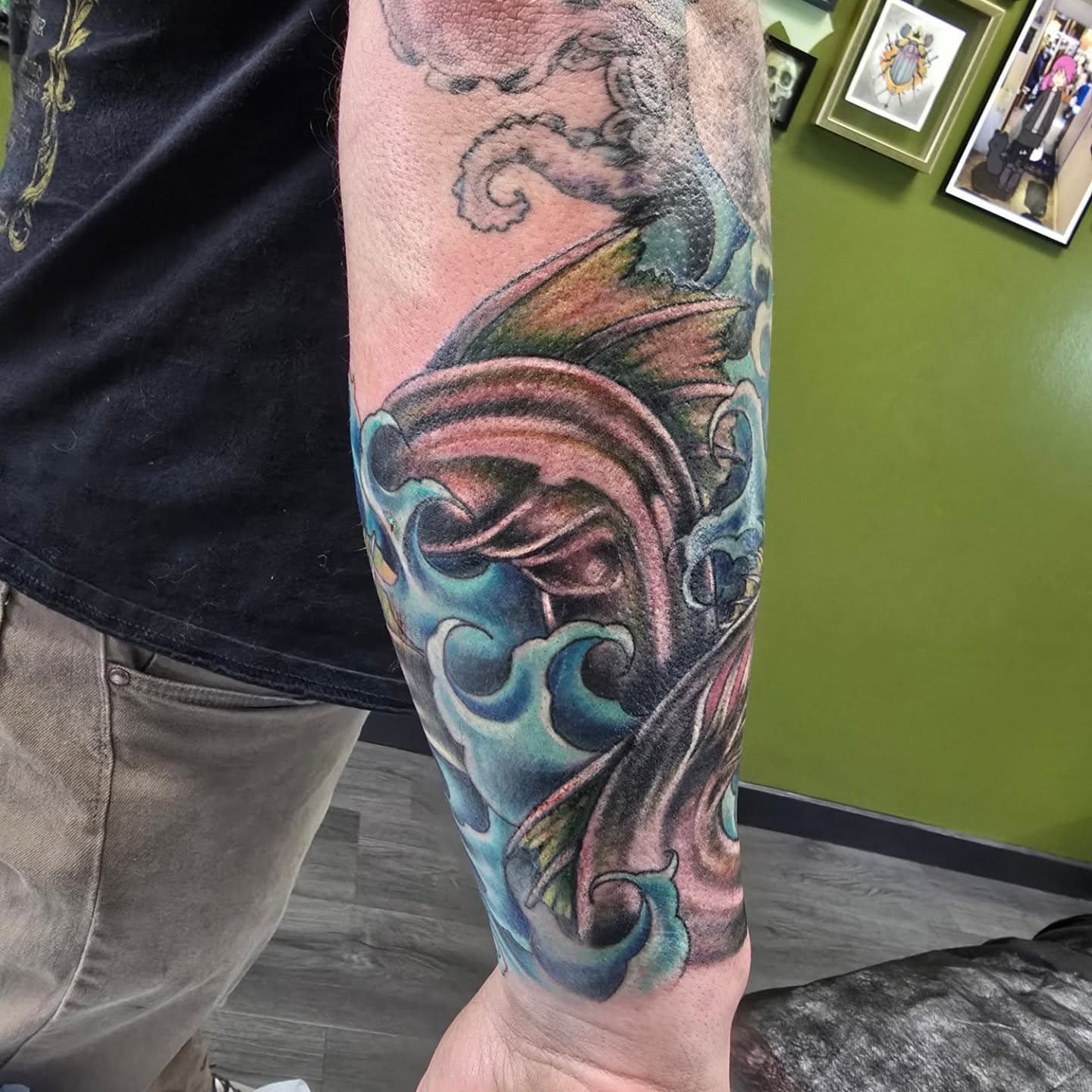 Fish japanese irezumi tattoo on the forearm by bonnie