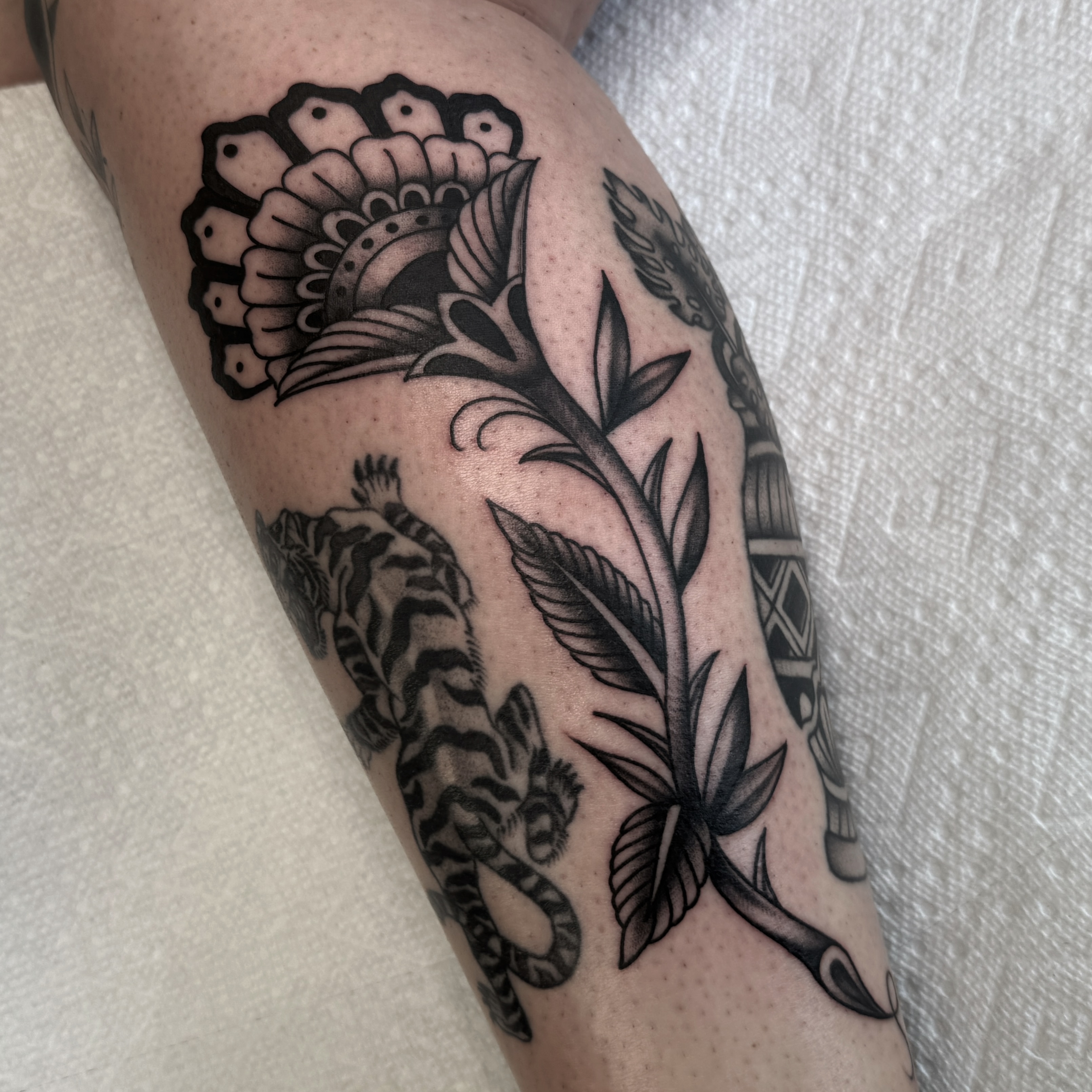 Tattoo by @wolfhazel β black_and_grey