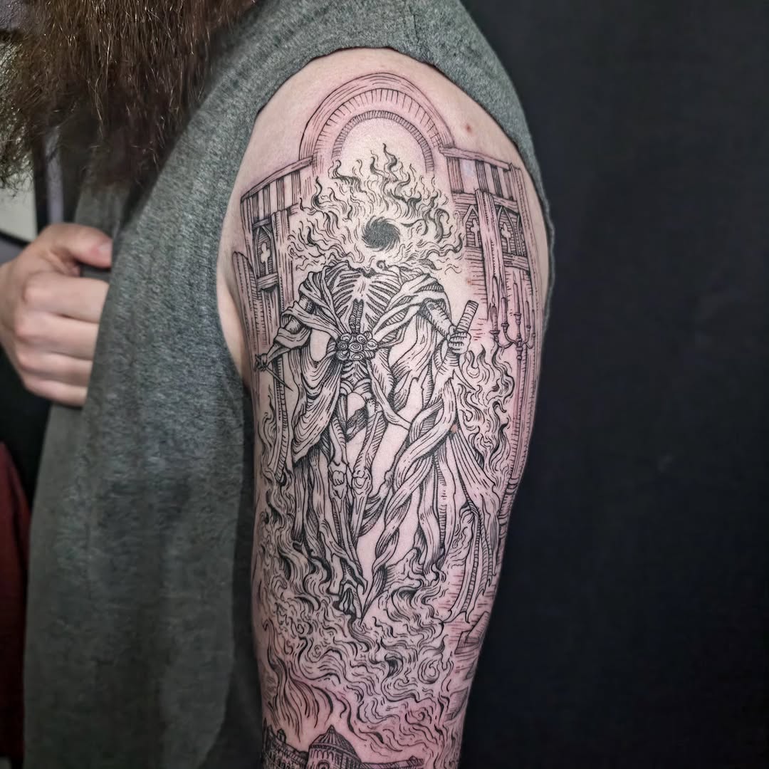Tattoo by @quiet_rebel_artistry โ illustrative, blackwork