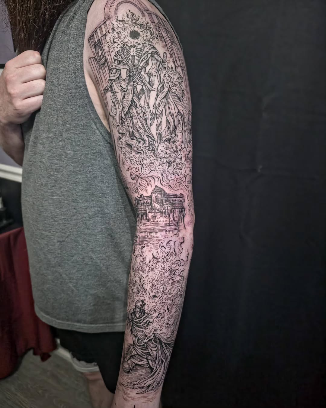 Tattoo by @quiet_rebel_artistry โ blackwork, illustrative
