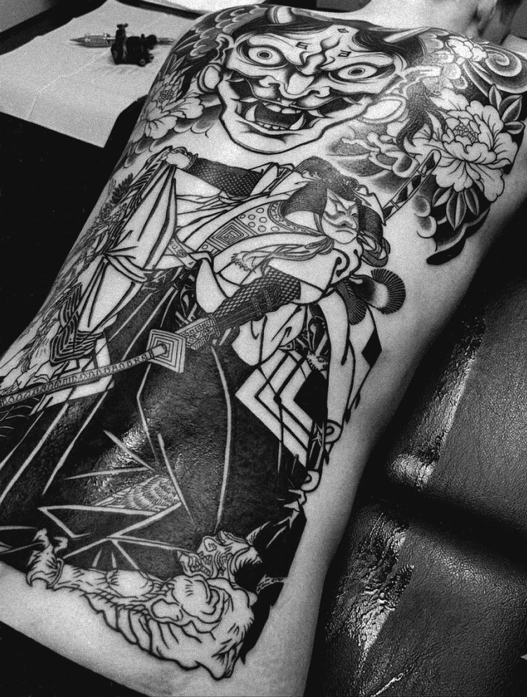 Tattoo by @noirtatu — japanese_irezumi, black_and_grey