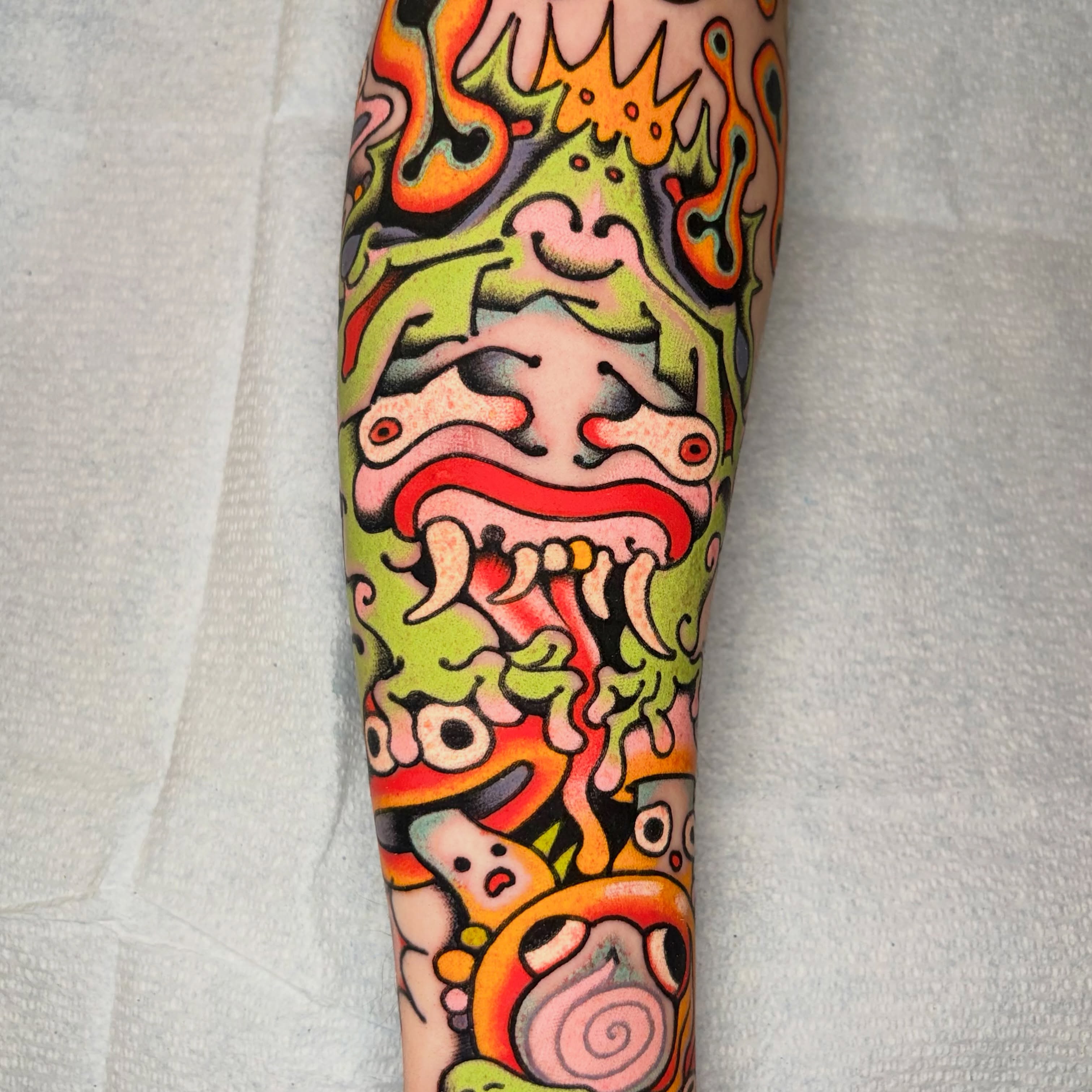 Abstract art new school tattoo on the forearm by 🌴Nick Hetzel🌴, Saint Petersburg, Florida