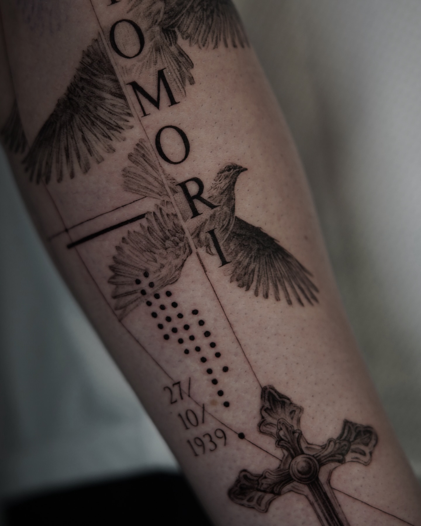 Tattoo by @the_devlintattoos — dotwork, black_and_grey