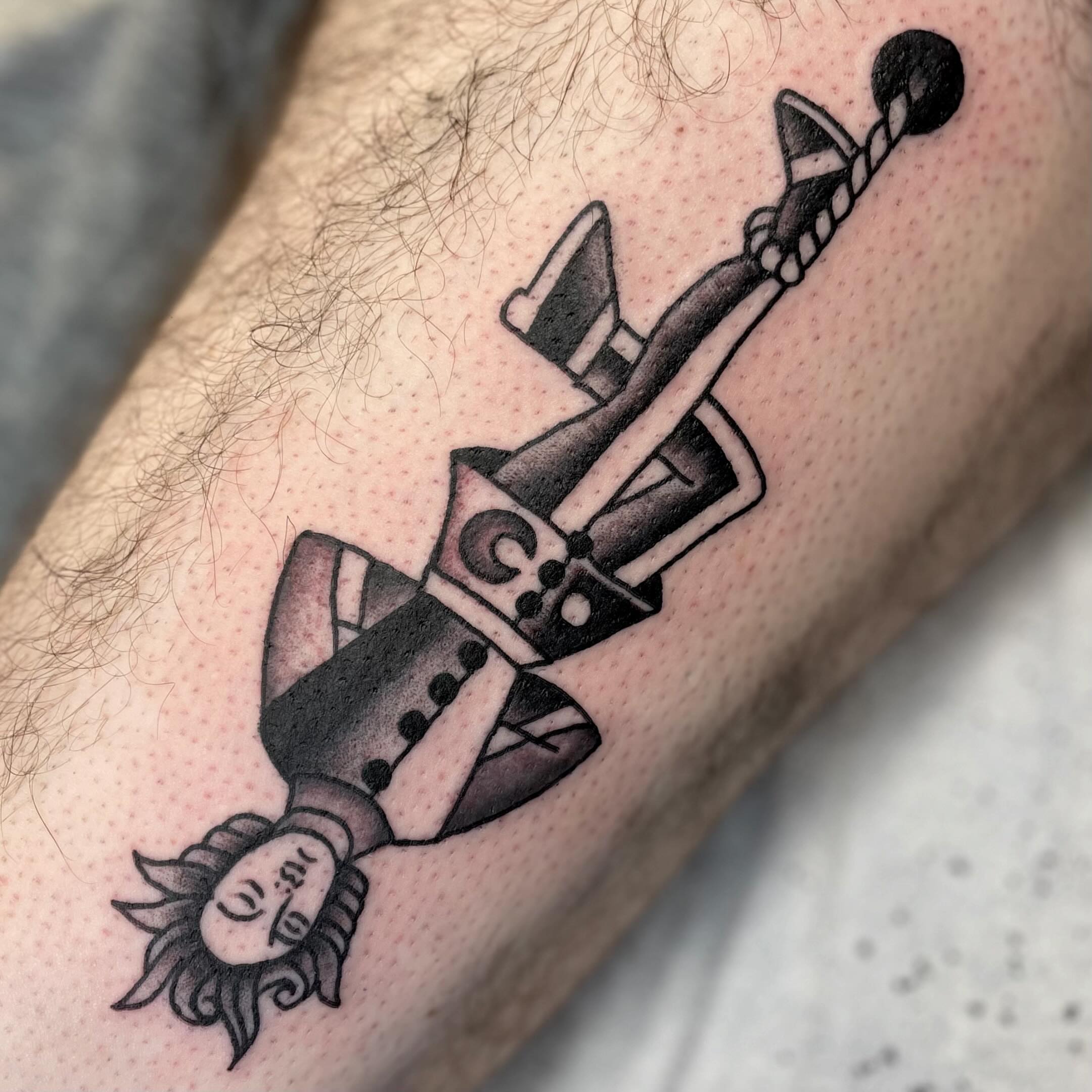Rocket American traditional tattoo on the forearm by 𝐒𝐚𝐦𝐬𝐨𝐧𝐋𝐚𝐳𝐚𝐫𝐭𝐞