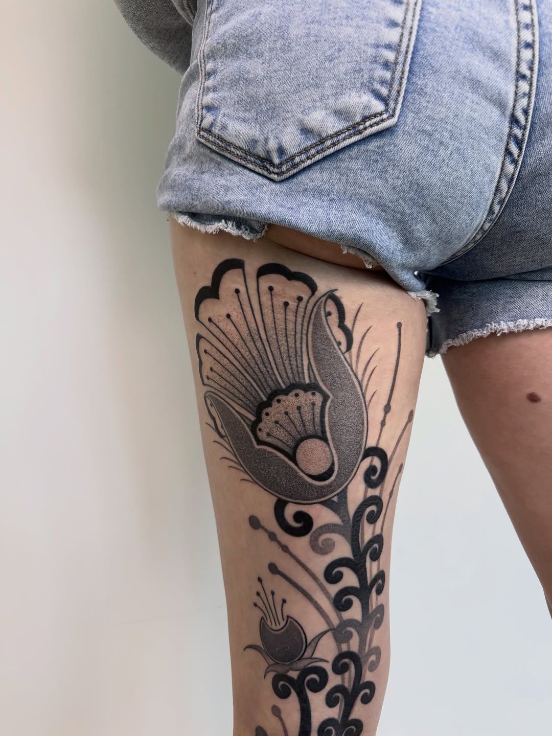 Tattoo by @jenaperrytattoos — black_and_grey, ornamental