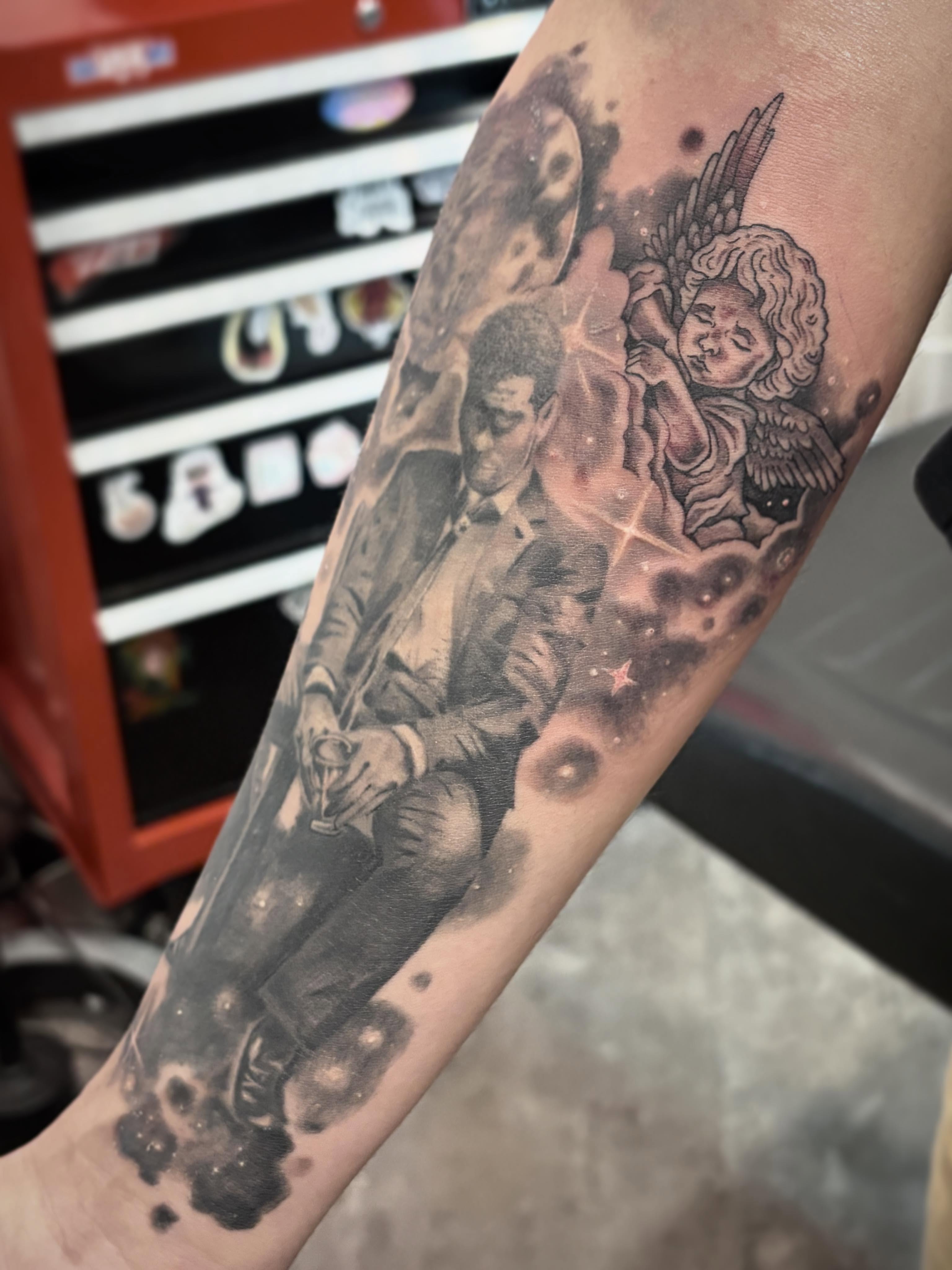 Tattoo by @neekostentaculz — black_and_grey, realism