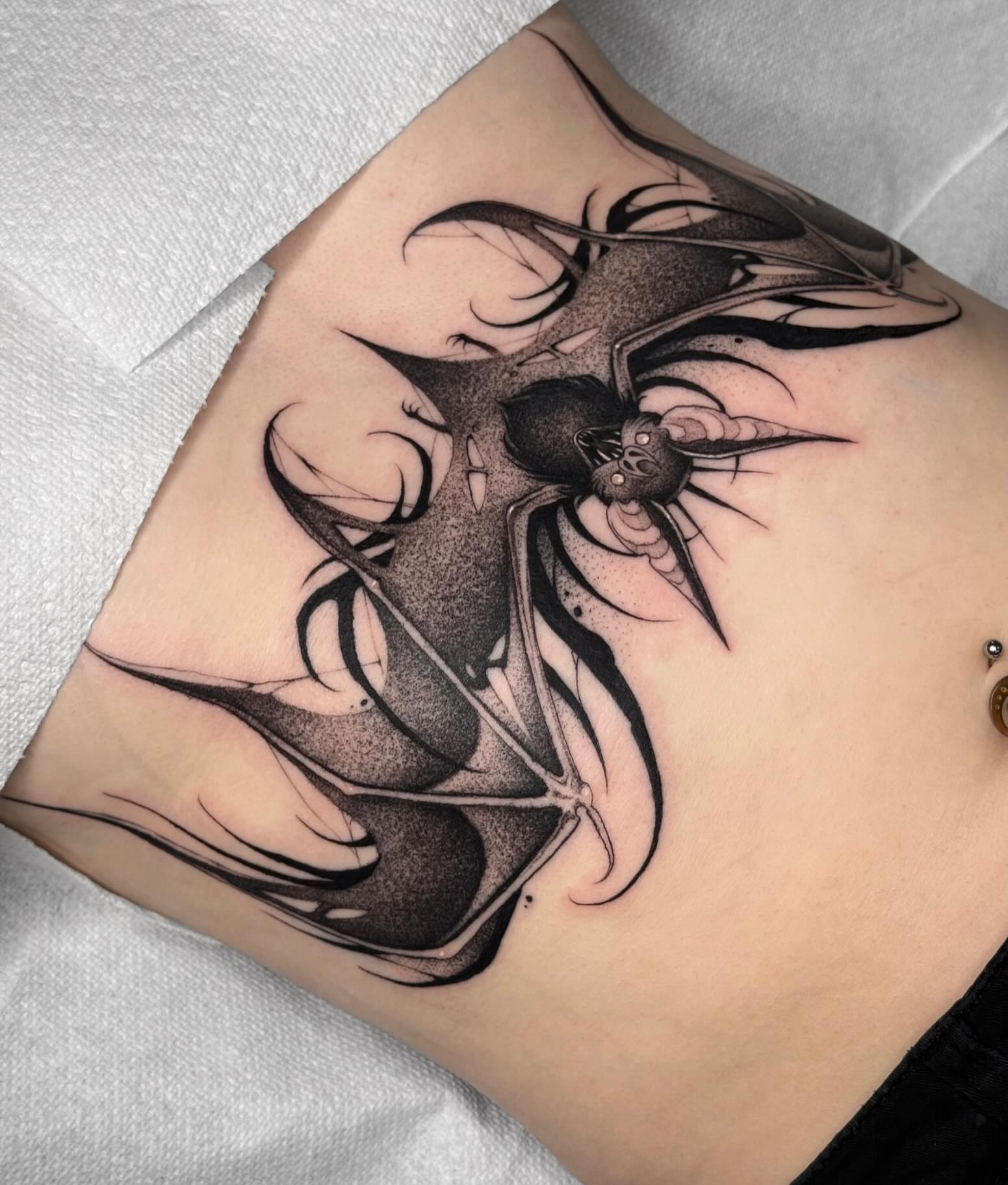 Bat dotwork tattoo on the ribs by ☠︎ Mikayla Benson  ☠︎