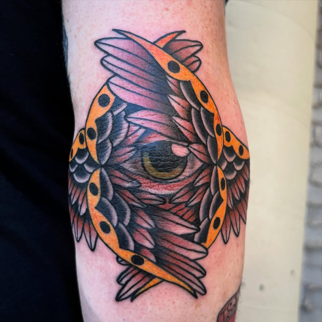 Fish geometric tattoo on the forearm by Allyson Monique