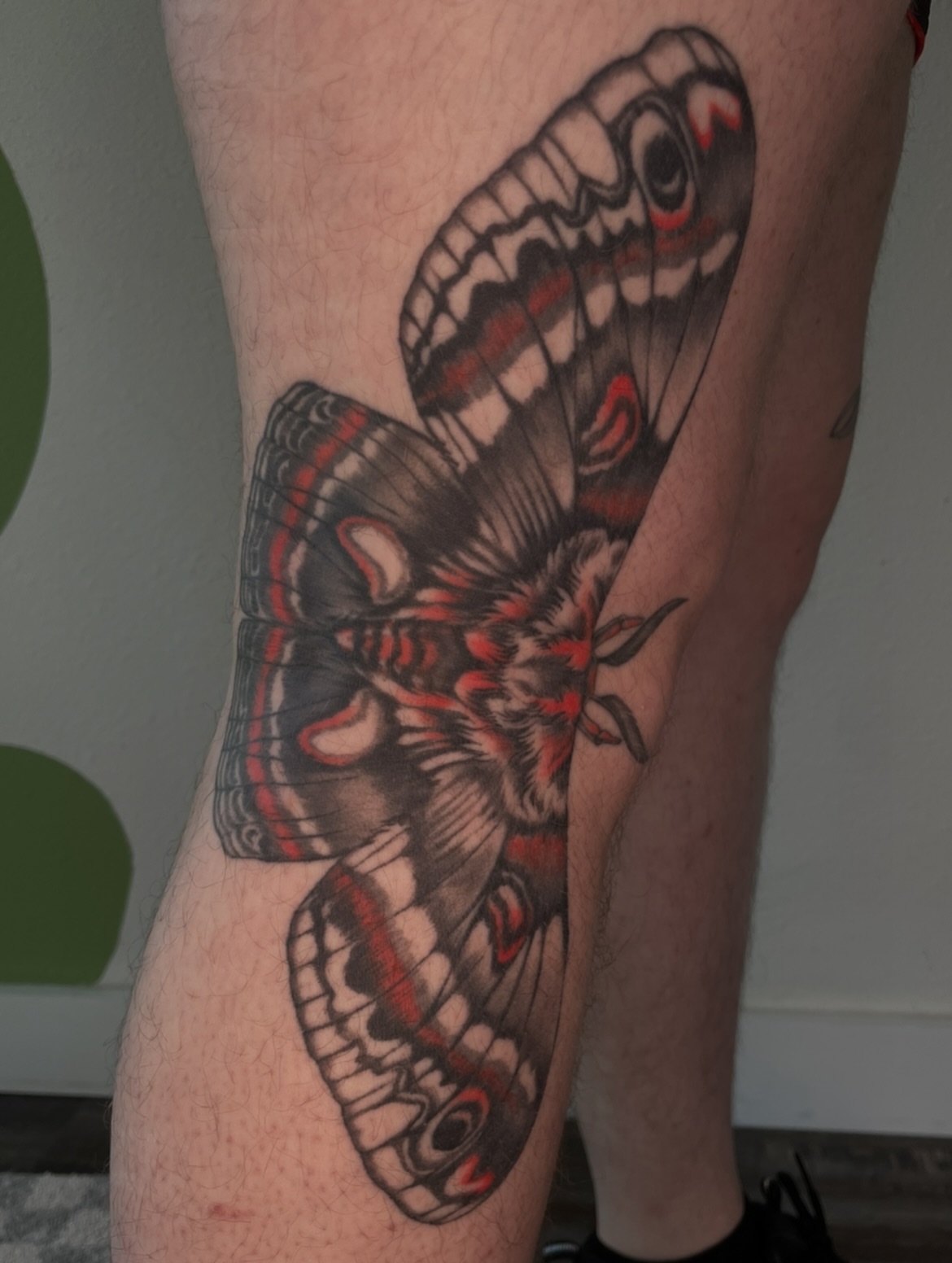 Butterfly realism tattoo on the thigh by Eryn, Portland, Oregon